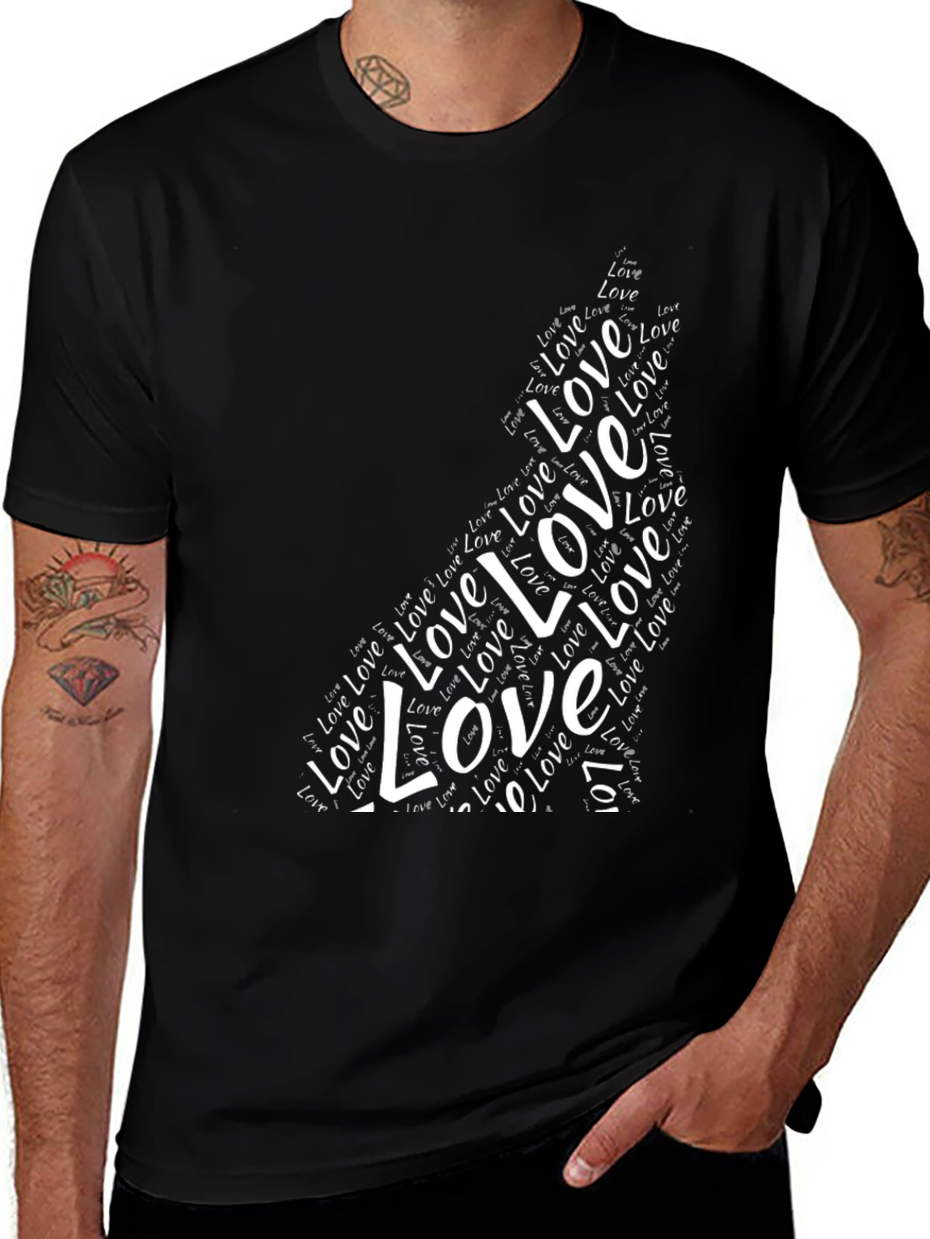 Love Wolf Graphic Tee - Black Unisex Shirt