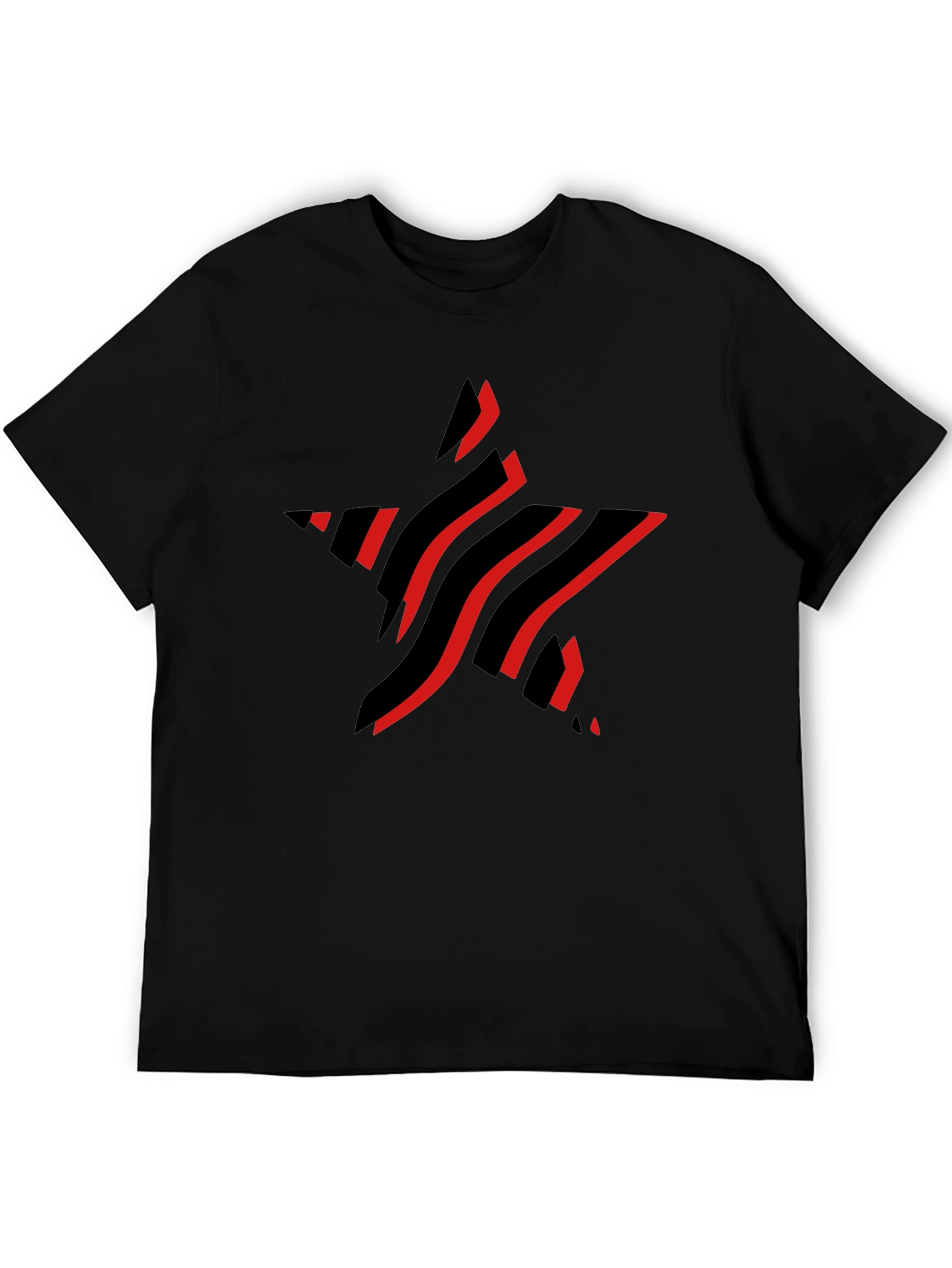 Stylish Black T-Shirt with Red Star Graphic Design