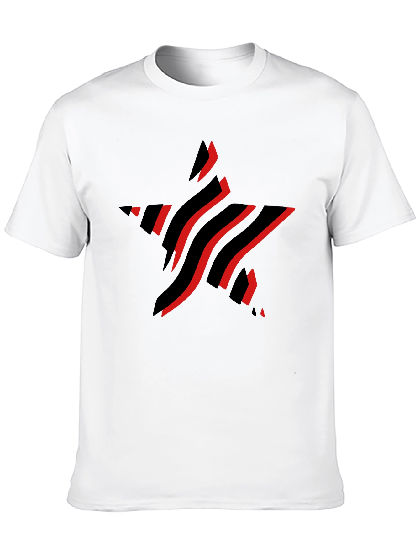Stylish Black T-Shirt with Red Star Graphic Design