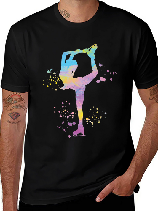 Watercolor Ice Skater Graphic T-Shirt