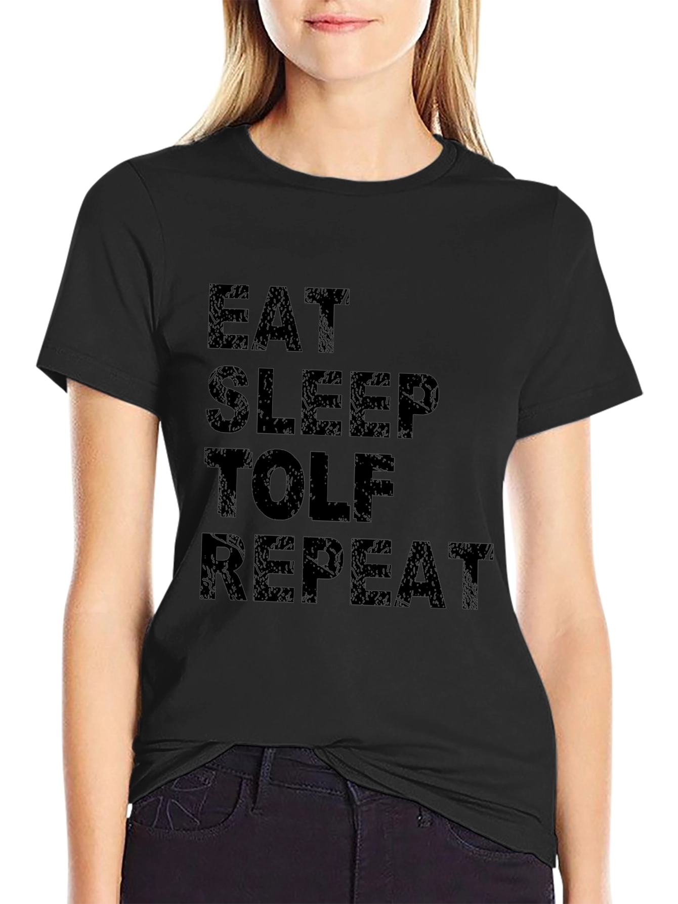 Eat Sleep TOLF Repeat Black Graphic Tee