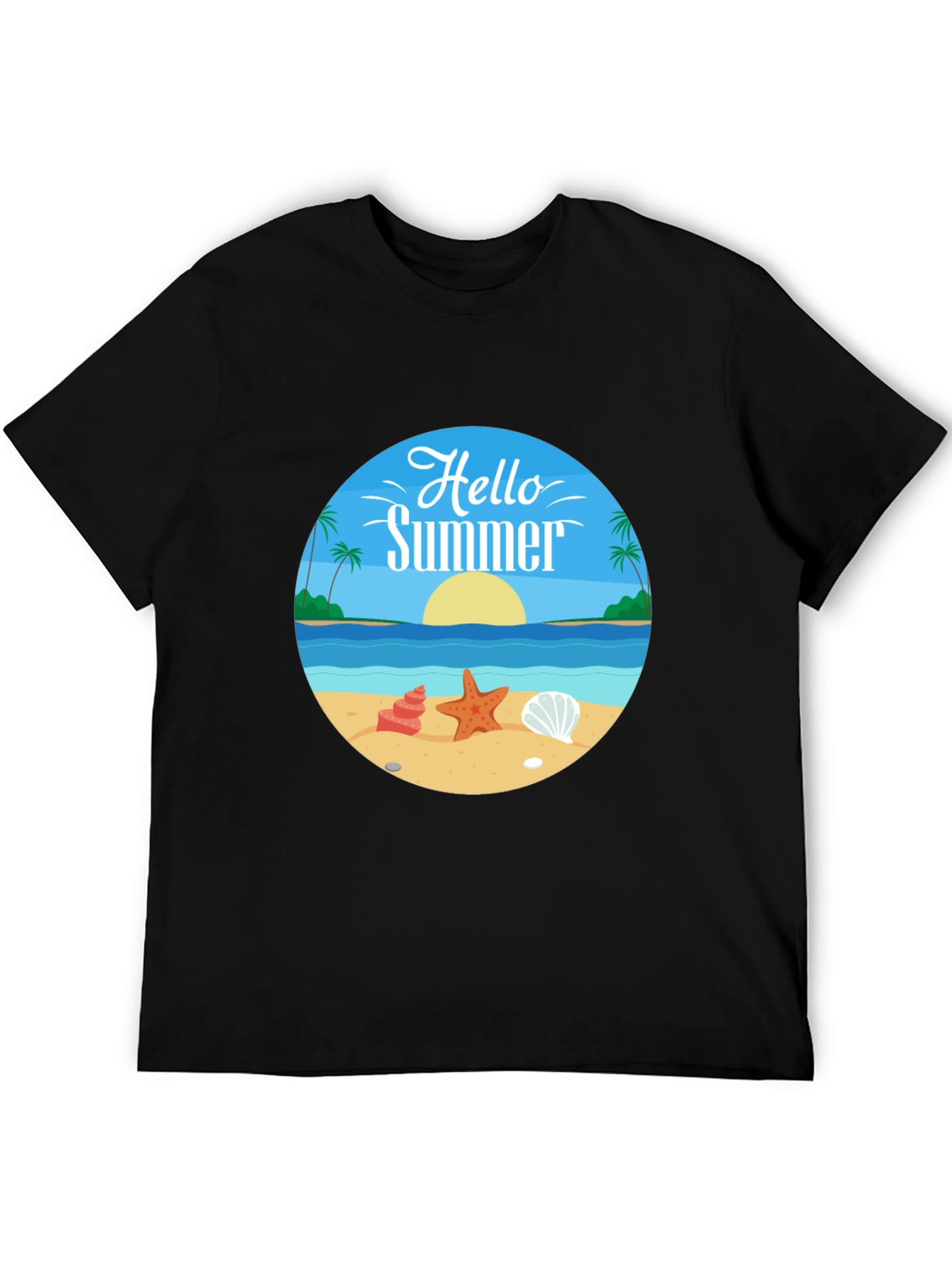 Hello Summer Graphic Tee - Beach Design