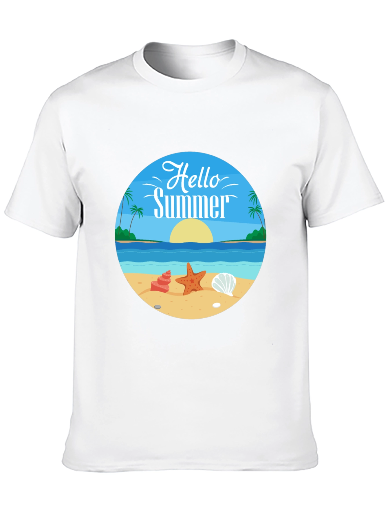 Hello Summer Graphic Tee - Beach Design