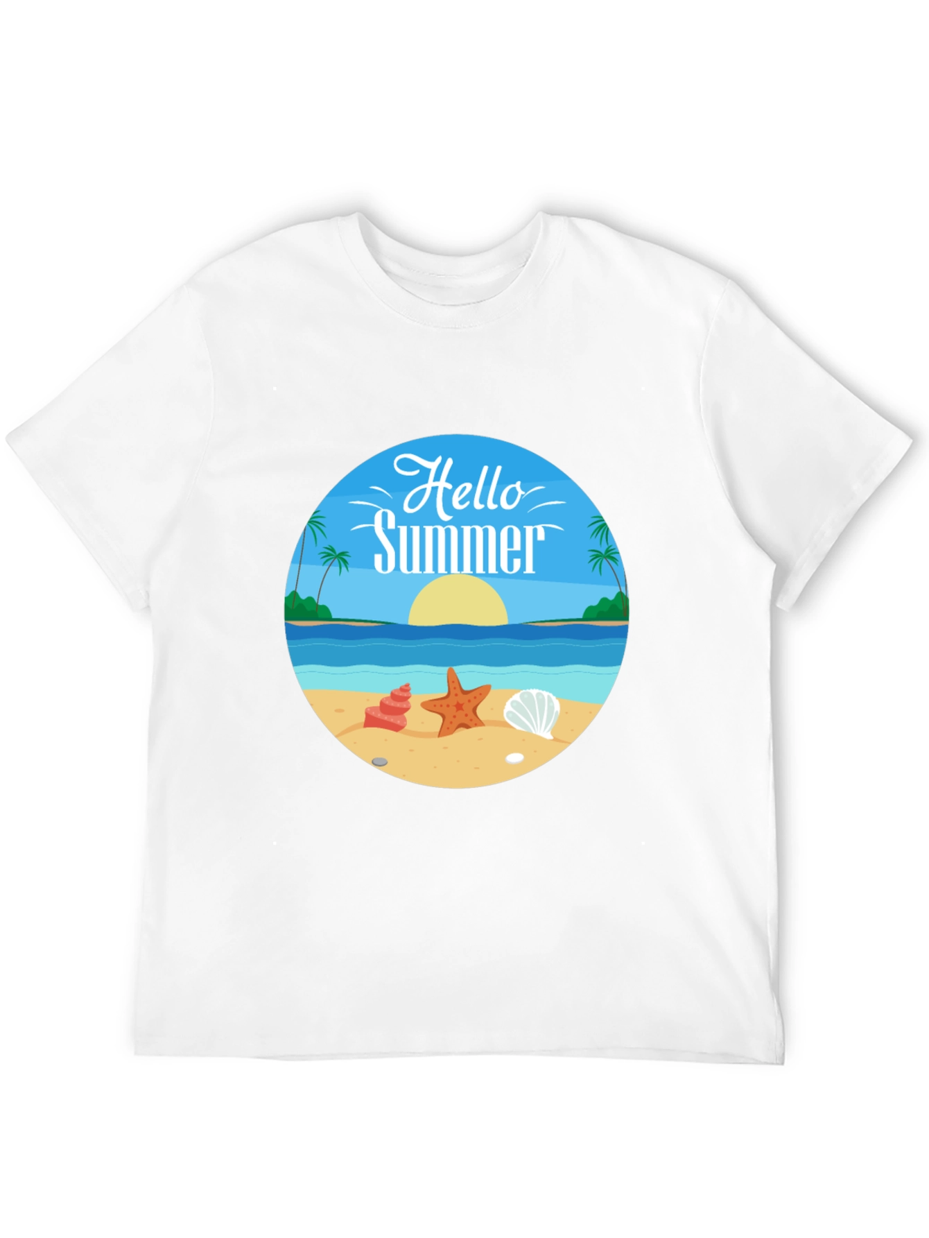 Hello Summer Graphic Tee - Beach Design