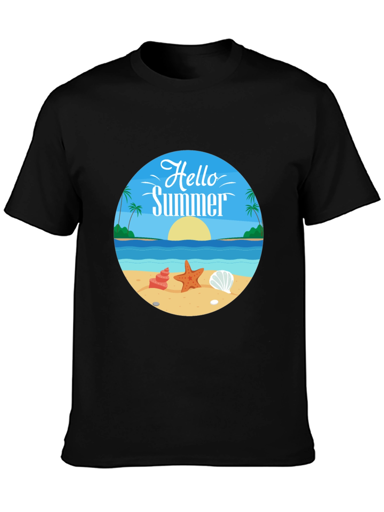 Hello Summer Graphic Tee - Beach Design