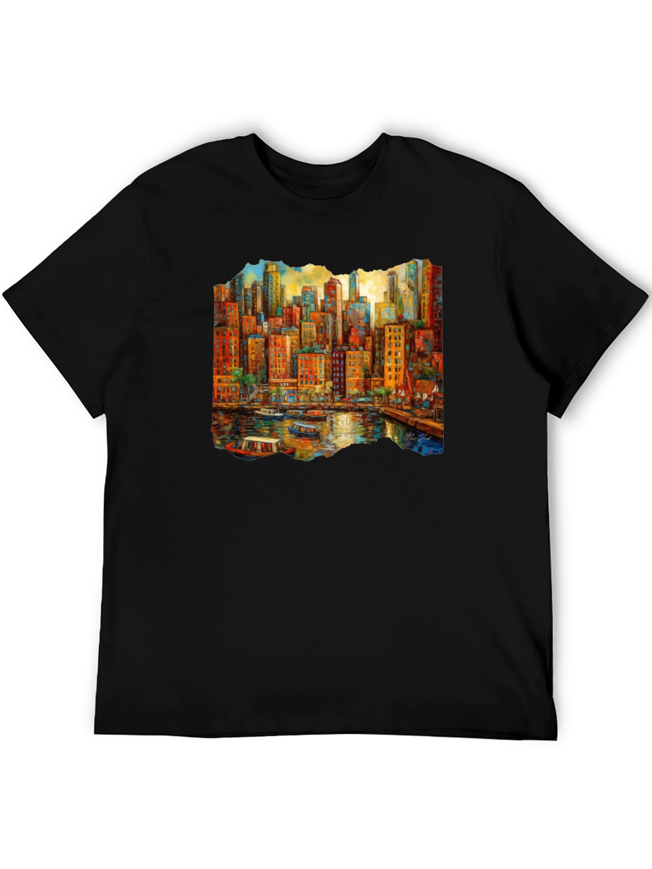 Cityscape Art Black T-Shirt