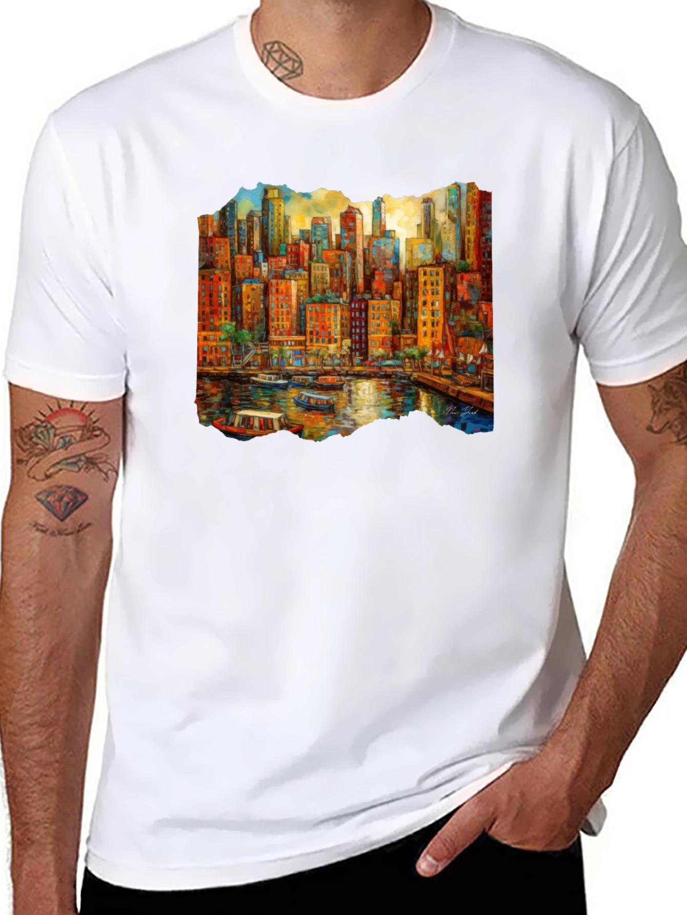 Cityscape Art Black T-Shirt