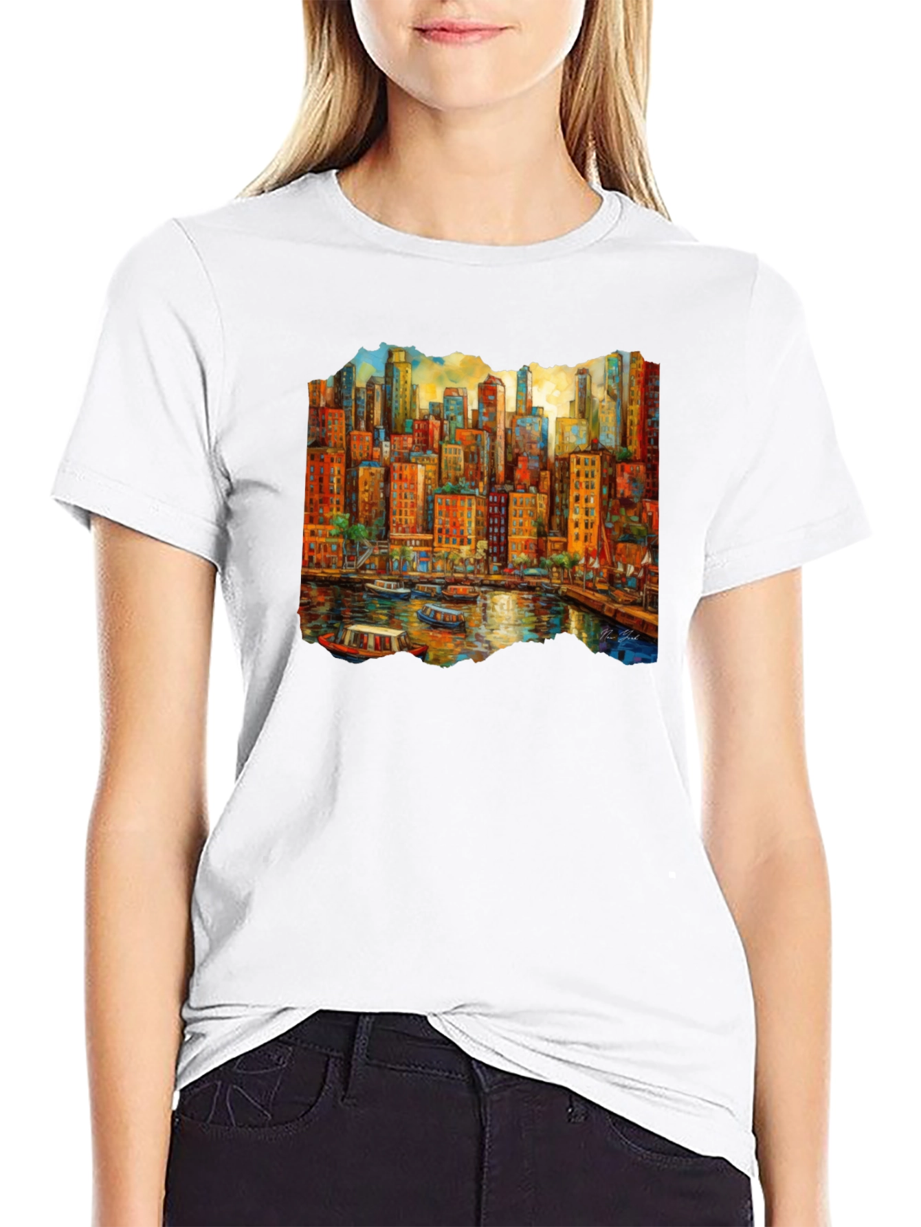 Cityscape Art Black T-Shirt