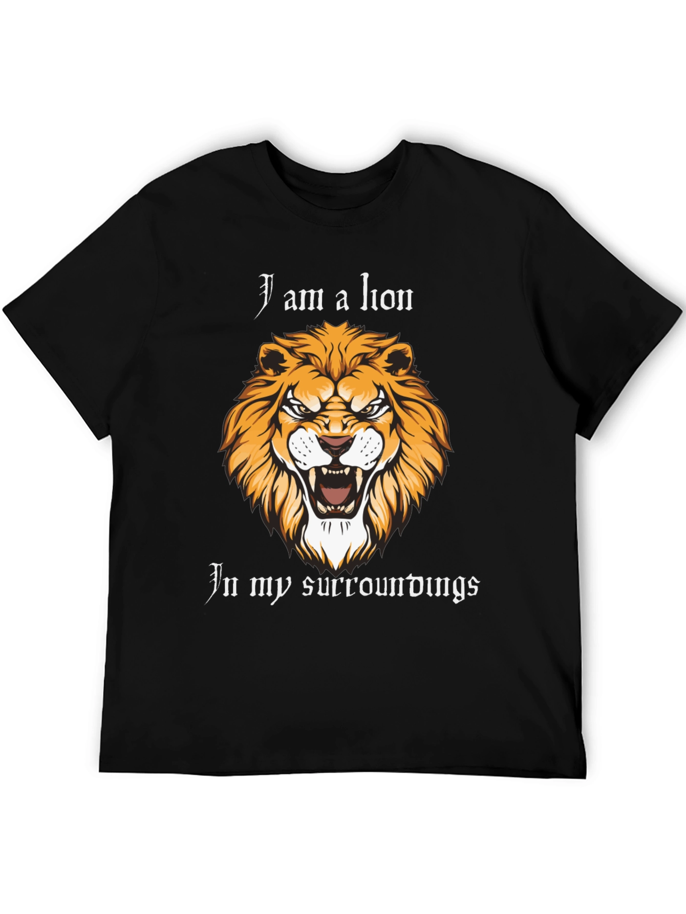 Lion Graphic Print Black T-Shirt