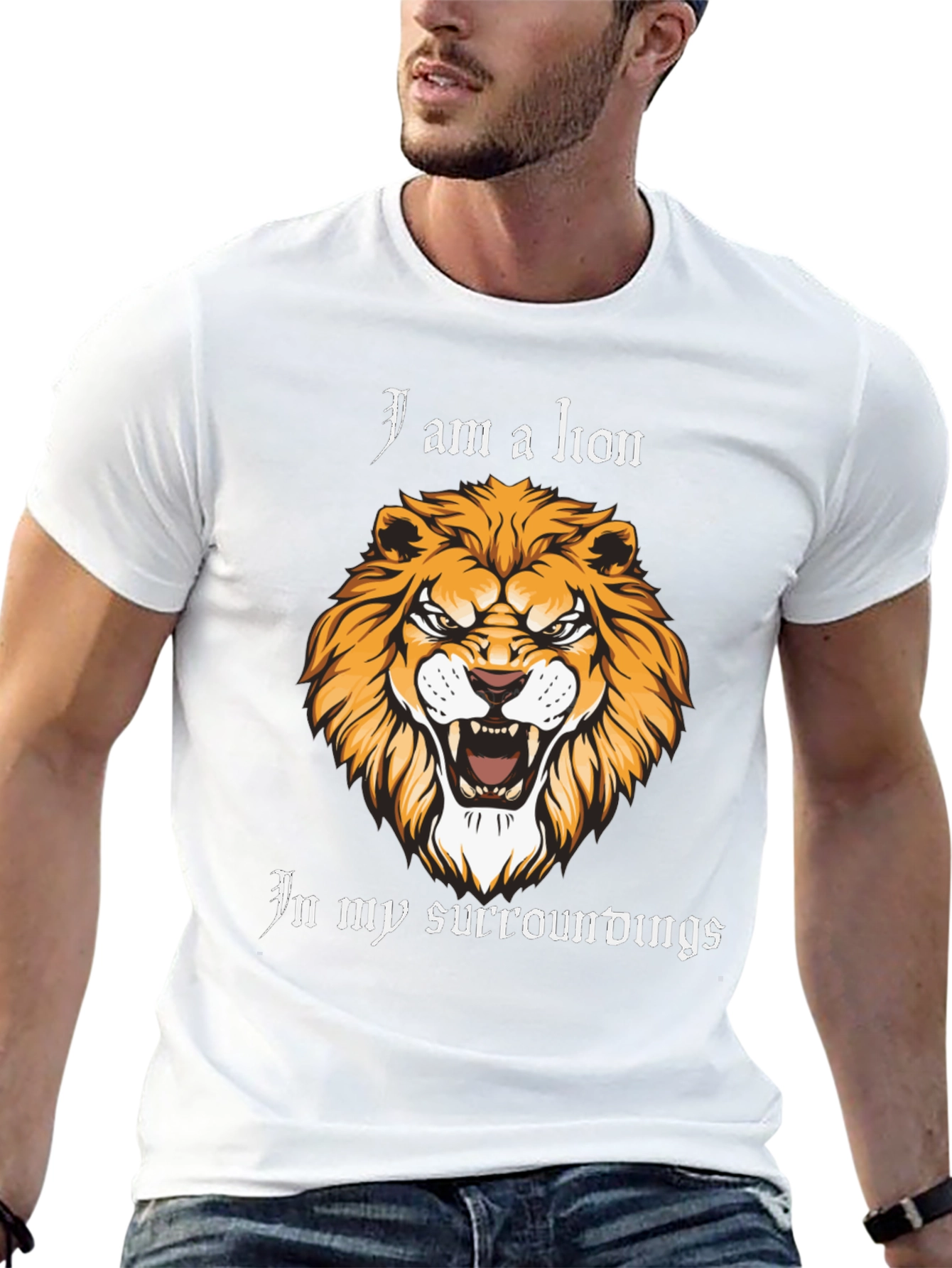 Lion Graphic Print Black T-Shirt