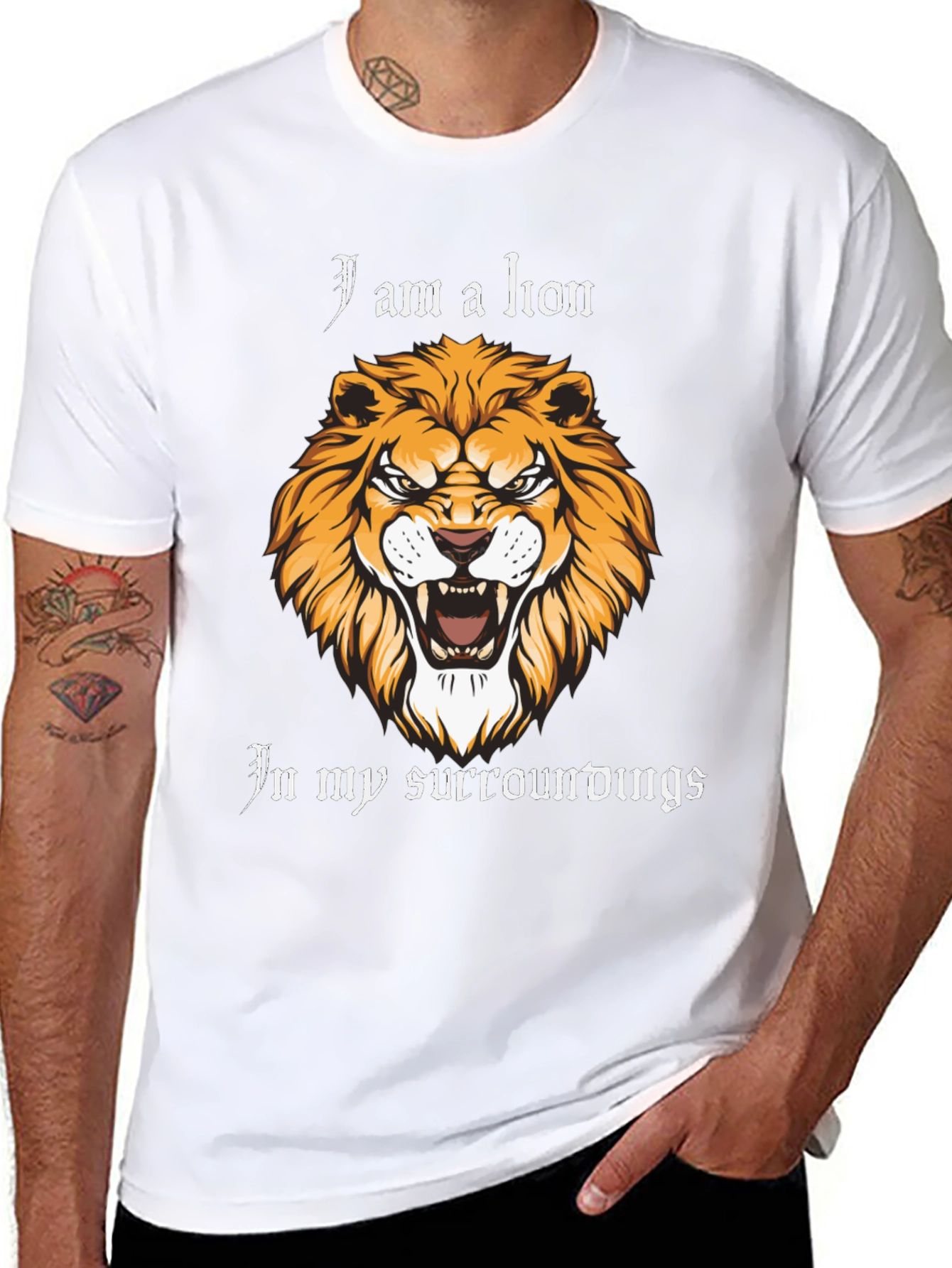 Lion Graphic Print Black T-Shirt