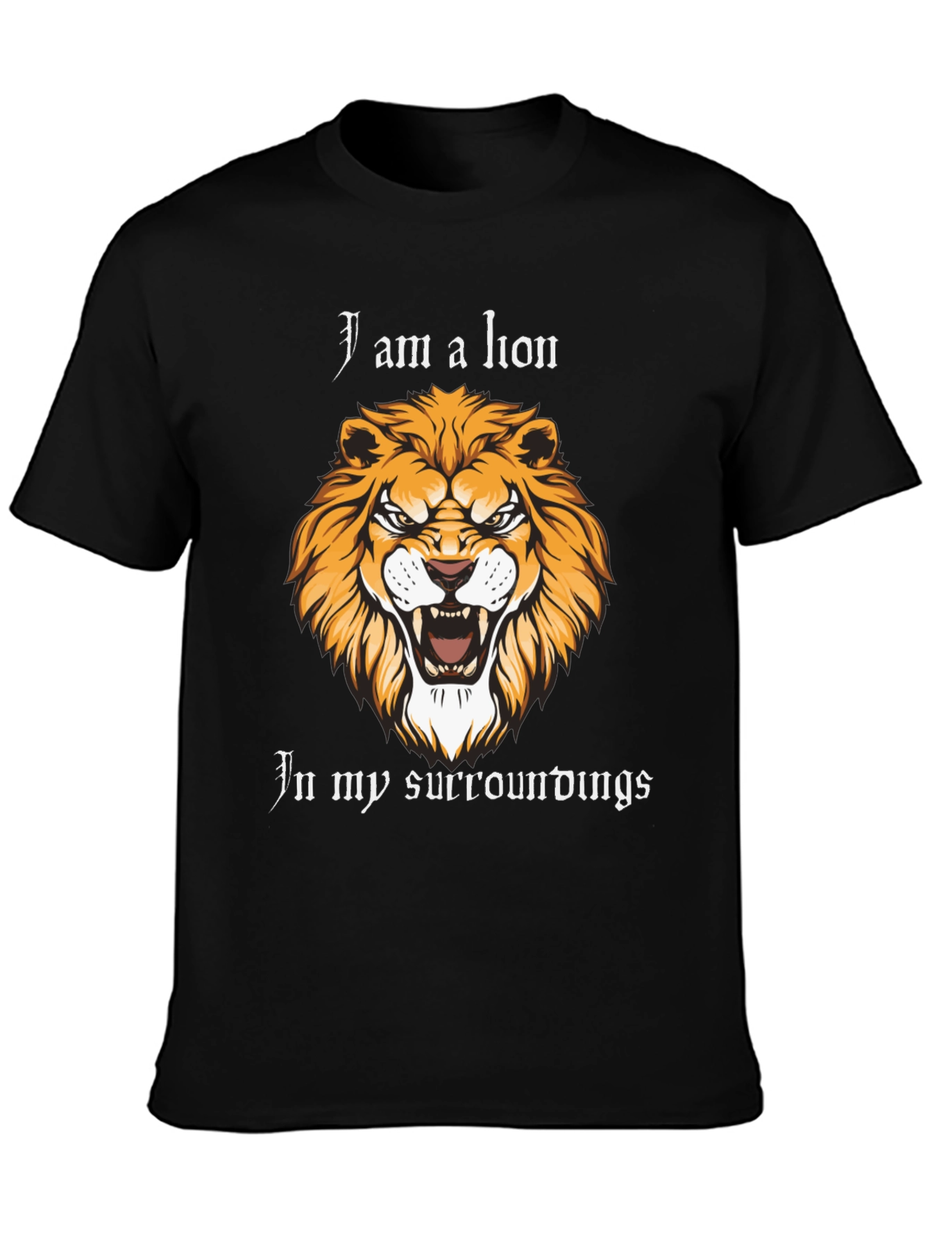 Lion Graphic Print Black T-Shirt