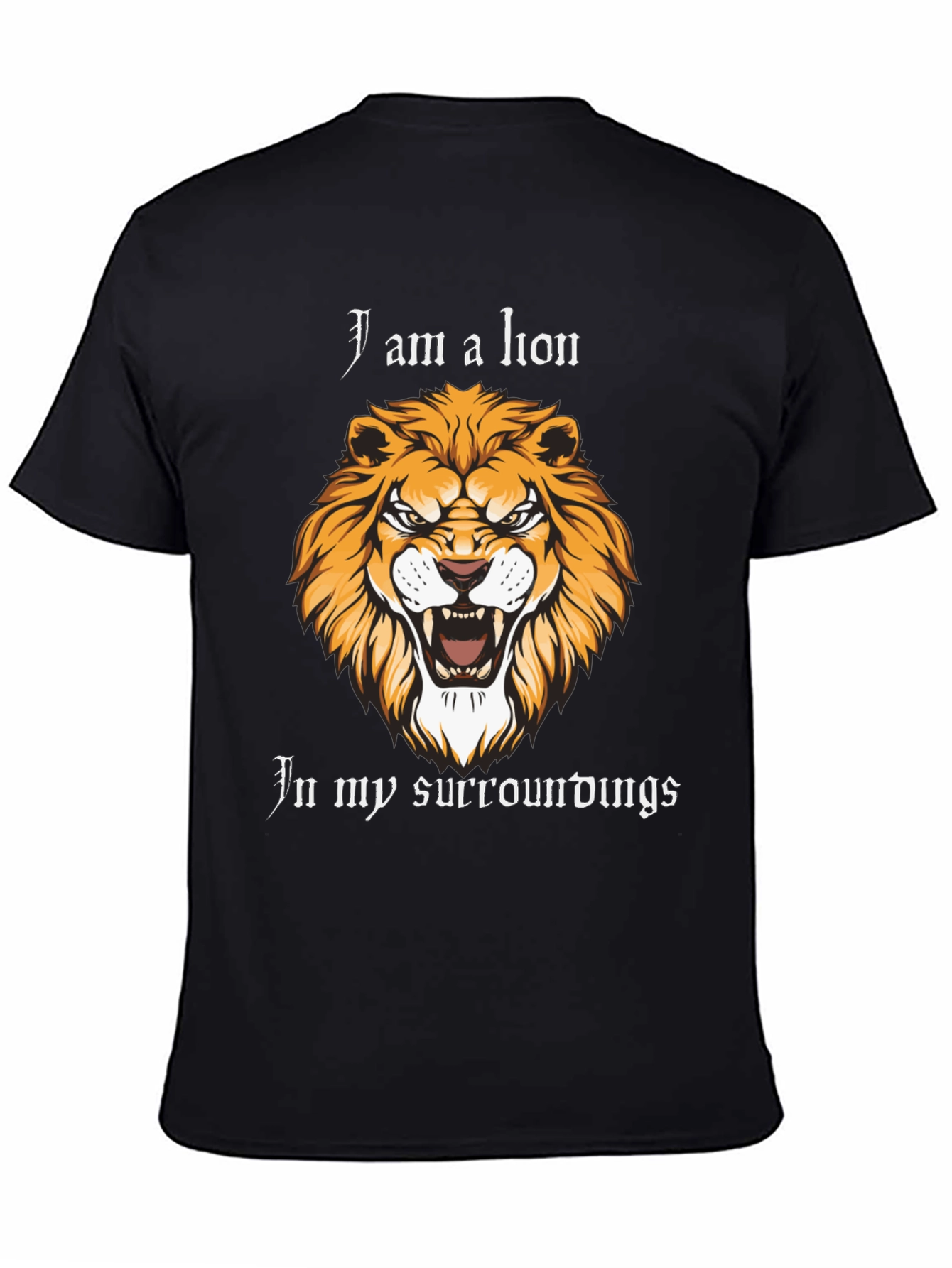 Lion Graphic Print Black T-Shirt