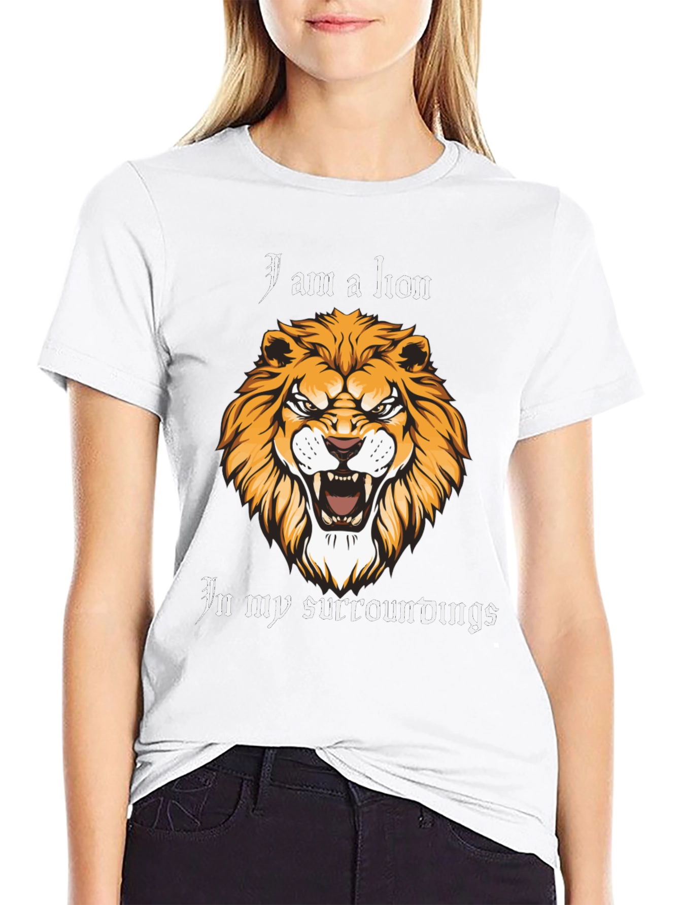 Lion Graphic Print Black T-Shirt