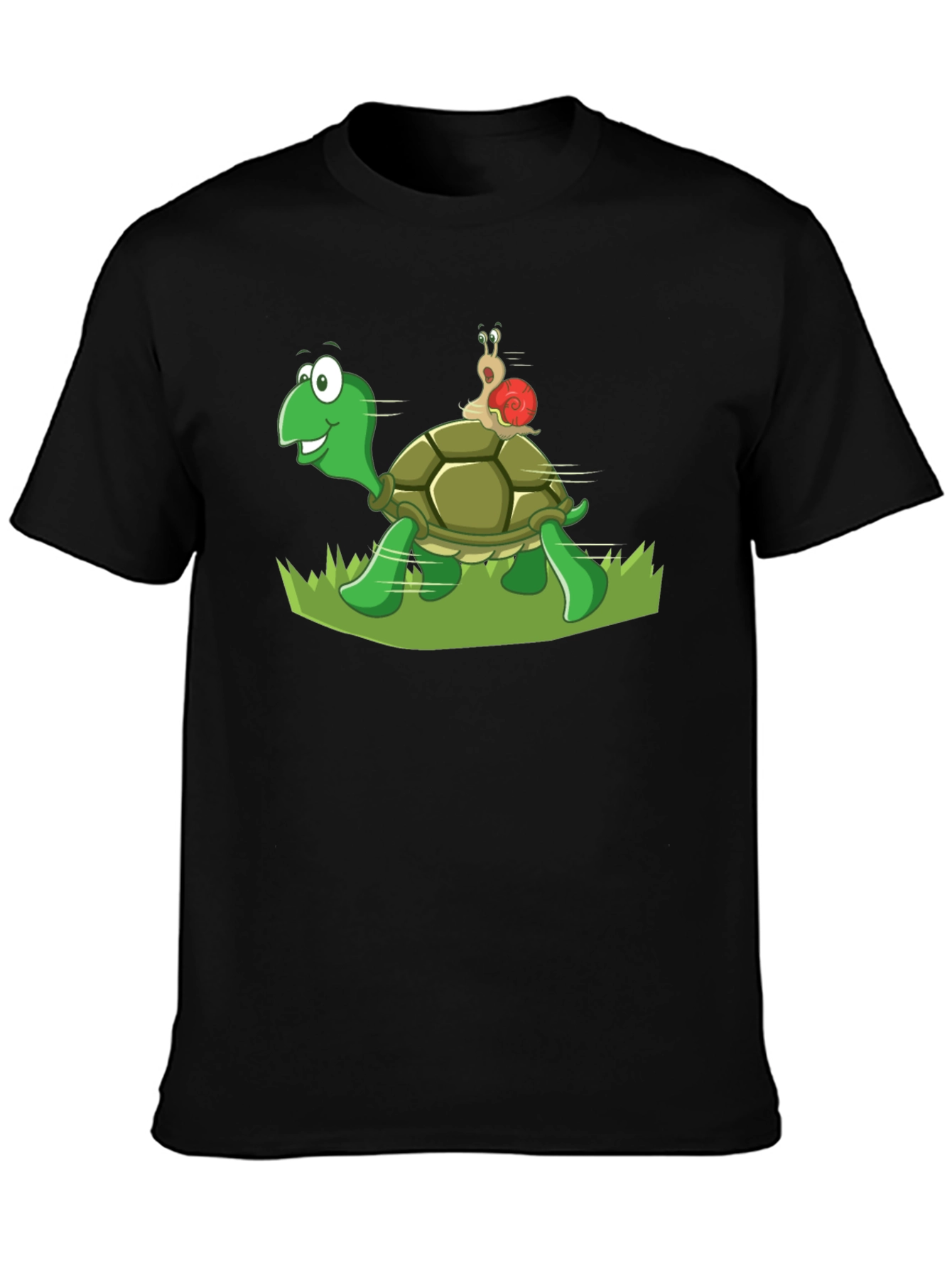 Turtle and Snail Graphic Black T-Shirt