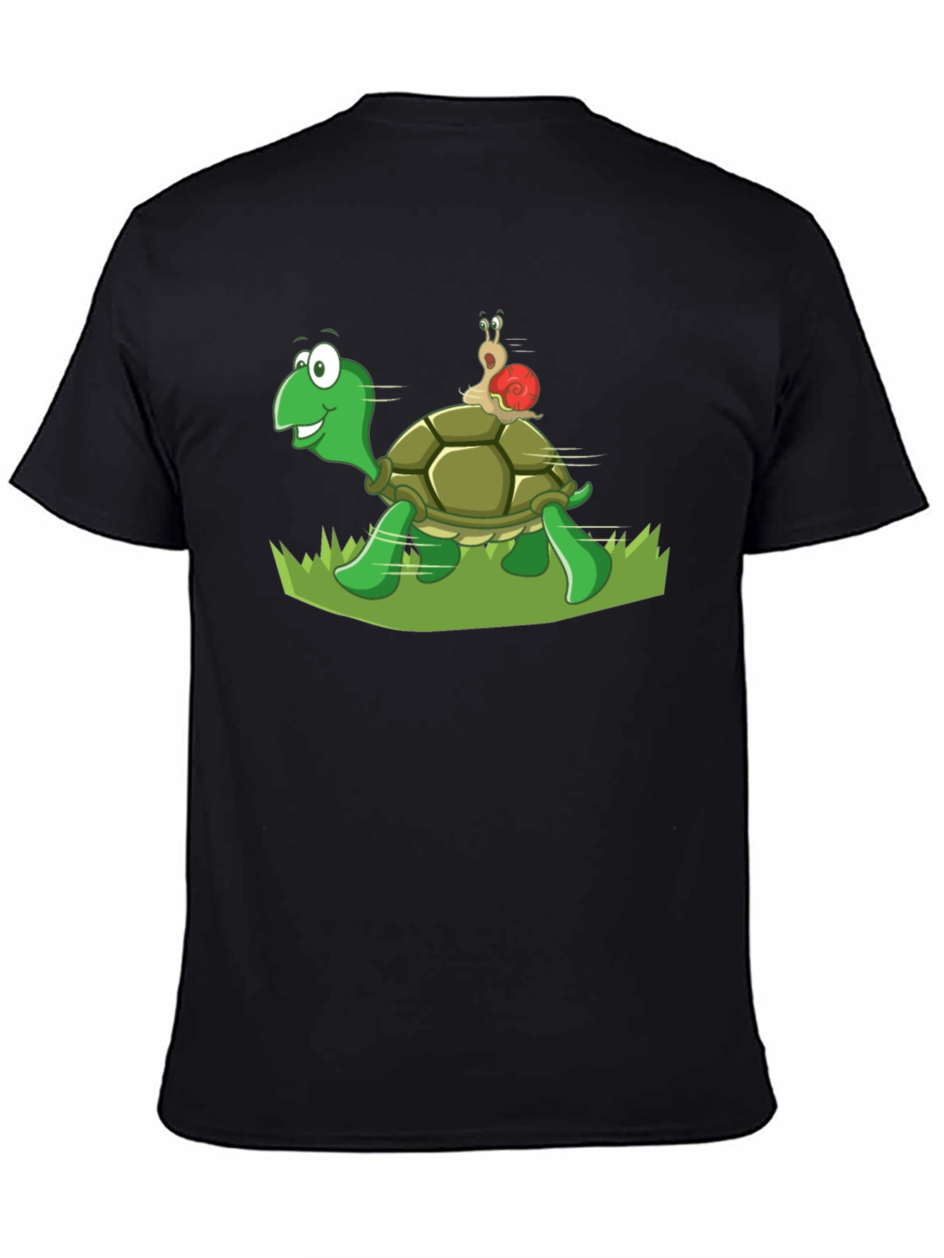 Turtle and Snail Graphic Black T-Shirt