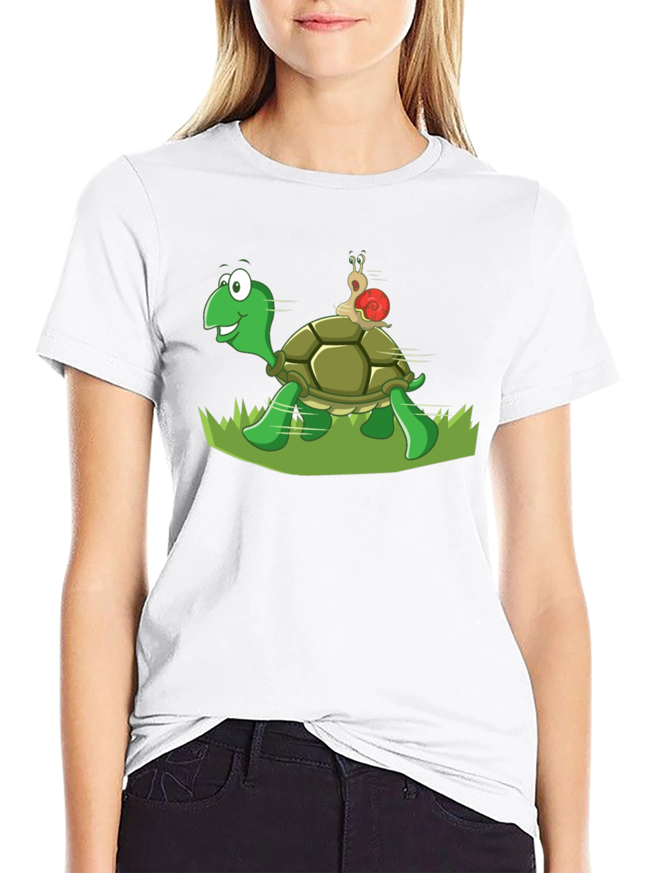 Turtle and Snail Graphic Black T-Shirt