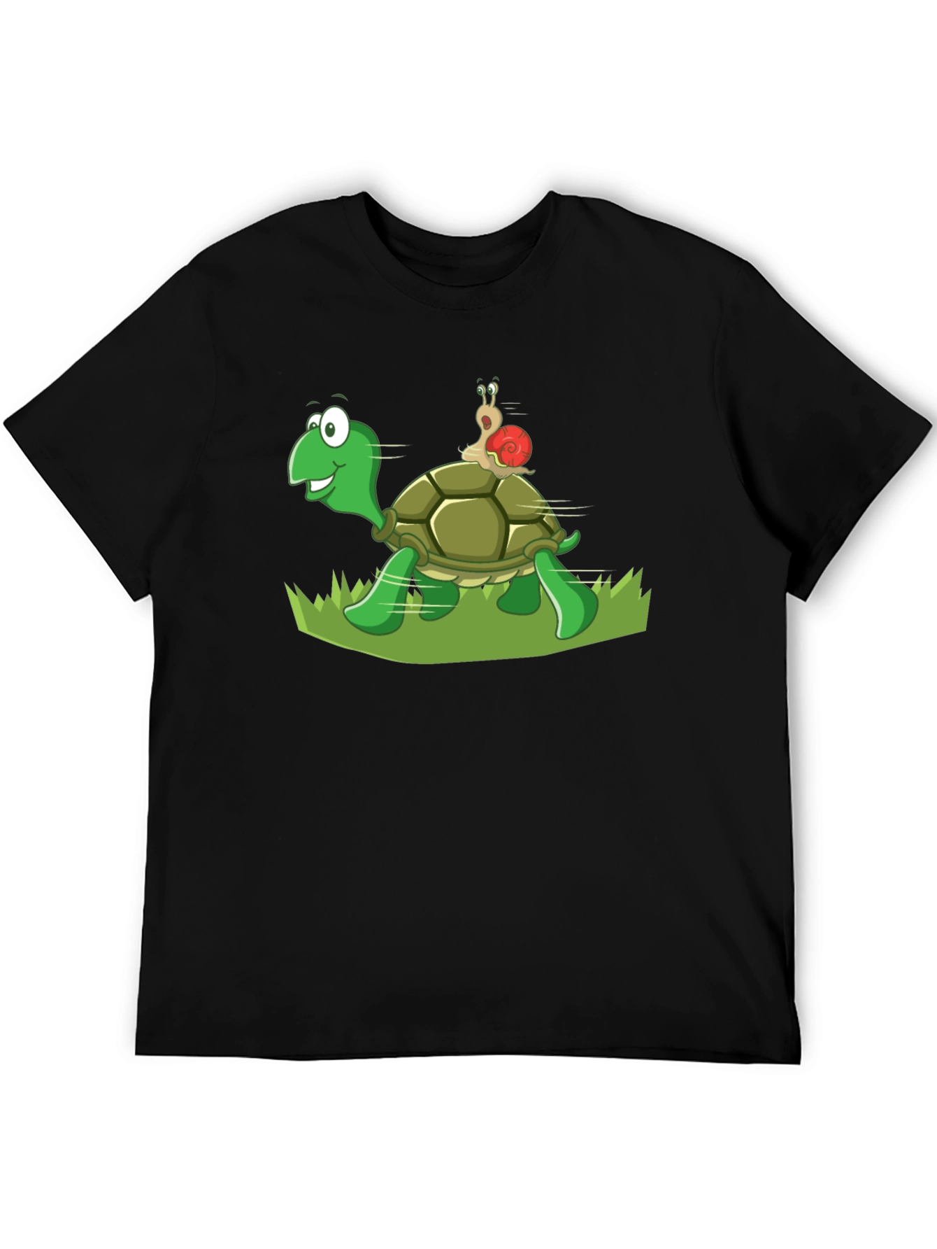 Turtle and Snail Graphic Black T-Shirt