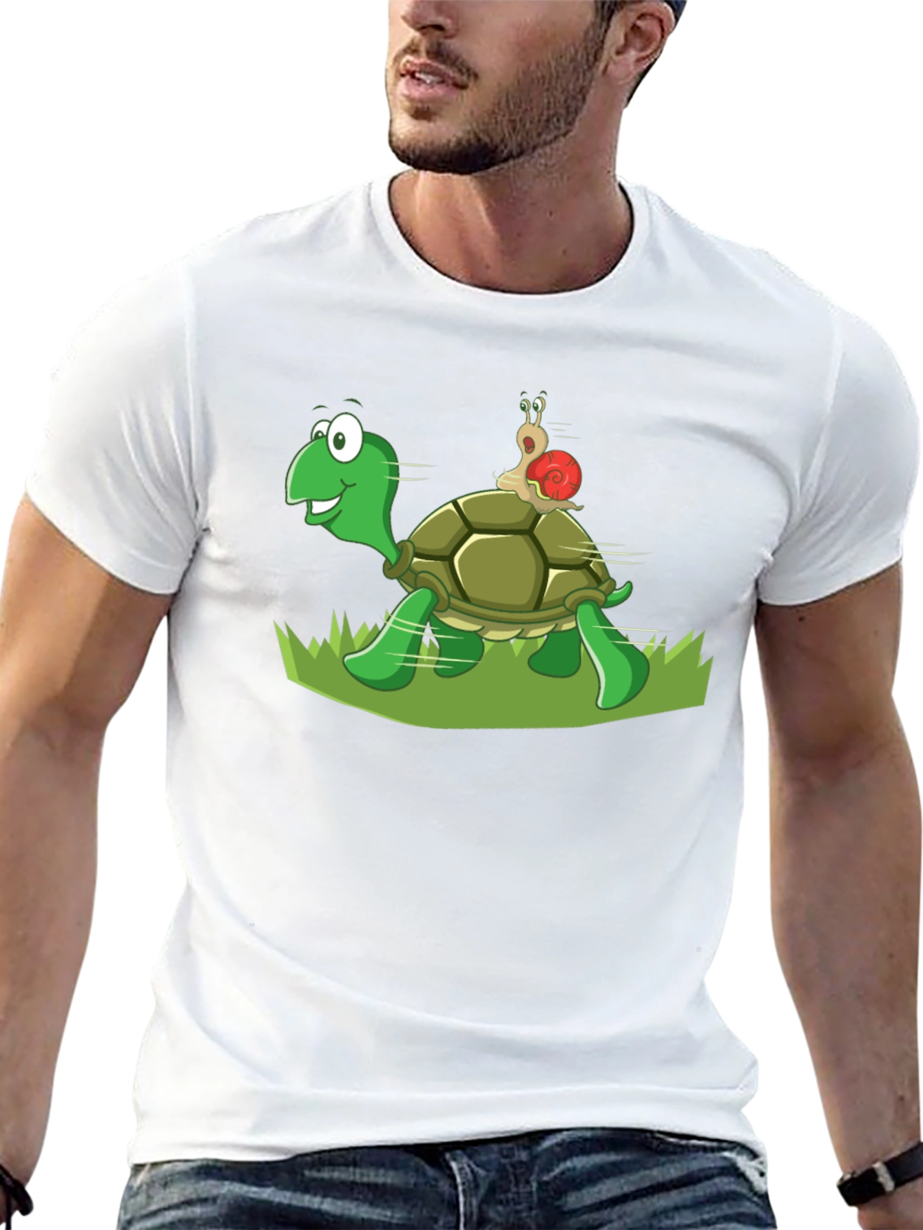 Turtle and Snail Graphic Black T-Shirt