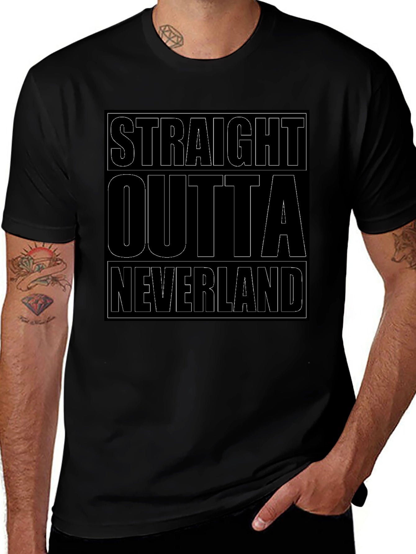 Straight Outta Neverland Black T-Shirt