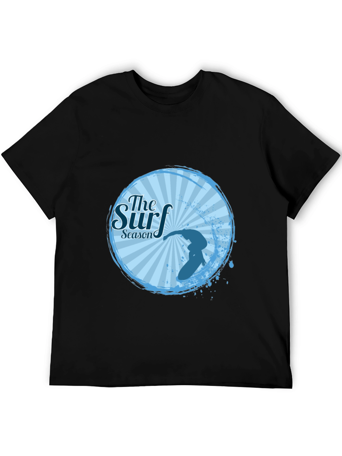 Surf Season Black T-Shirt Surfer Design