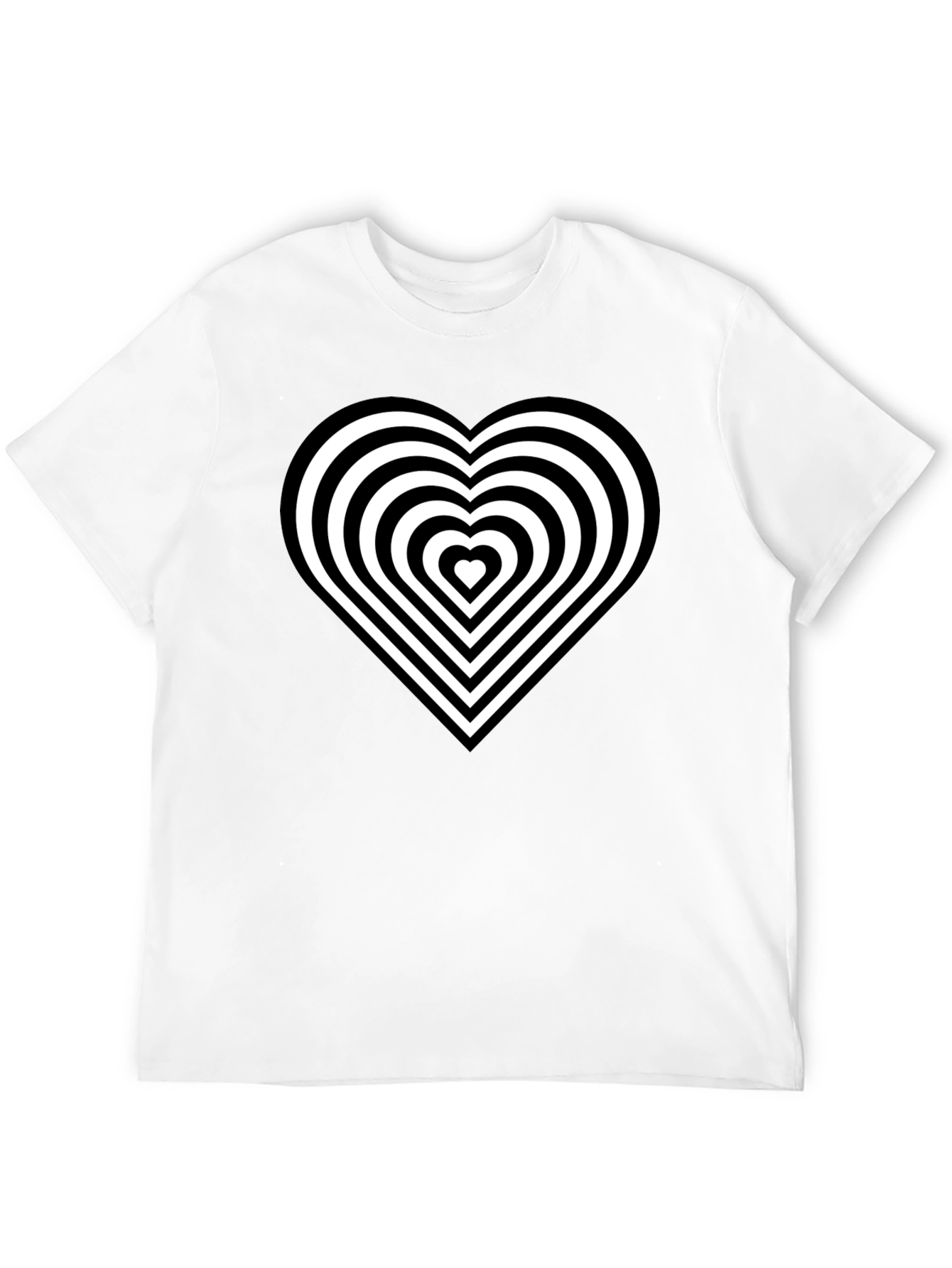 Optical Illusion Heart Graphic Black T-Shirt
