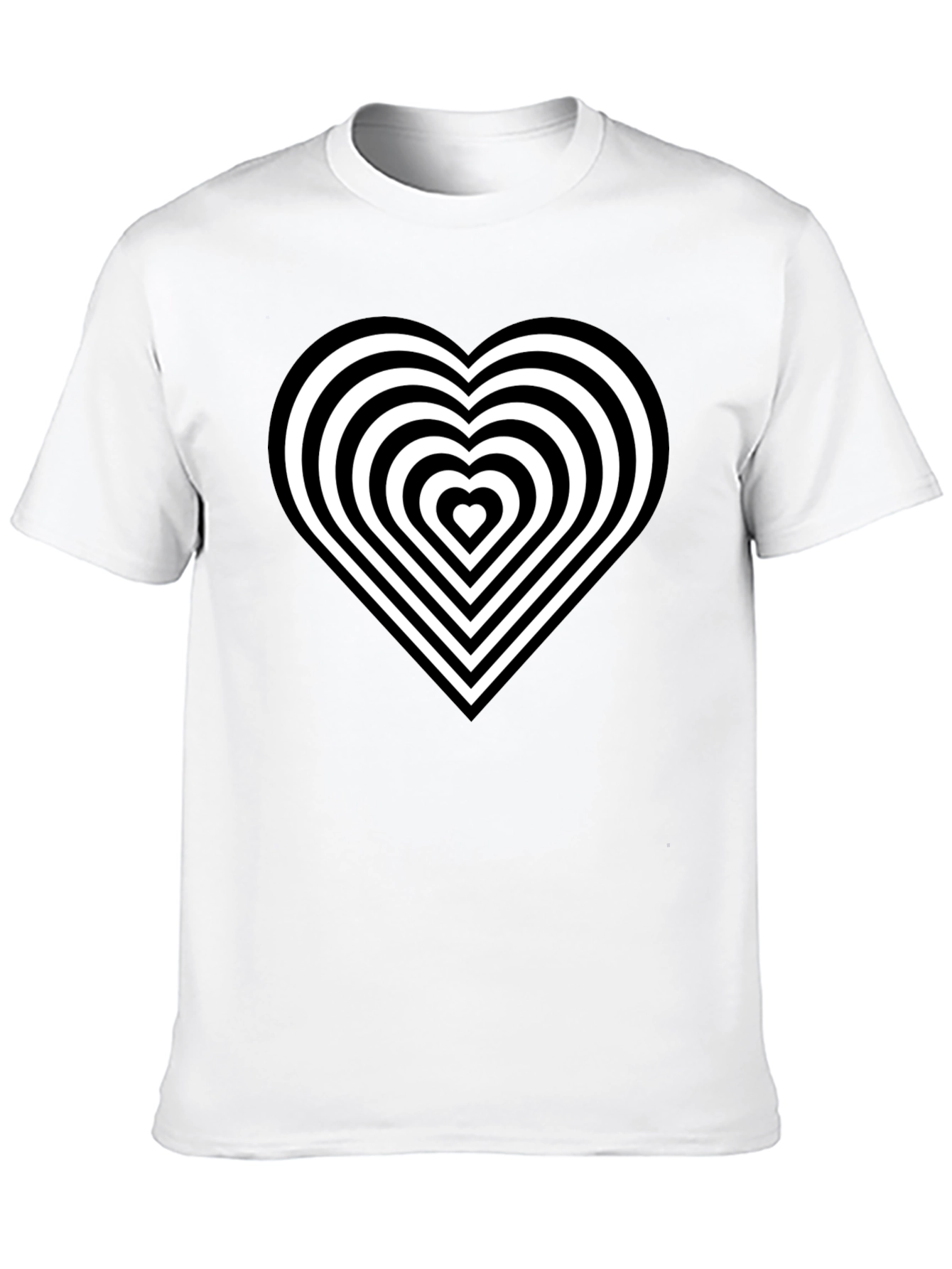 Optical Illusion Heart Graphic Black T-Shirt