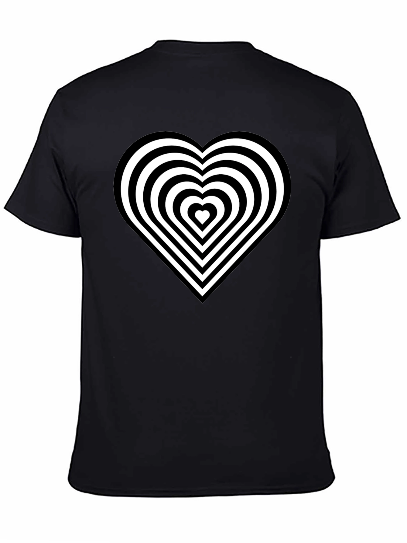 Optical Illusion Heart Graphic Black T-Shirt