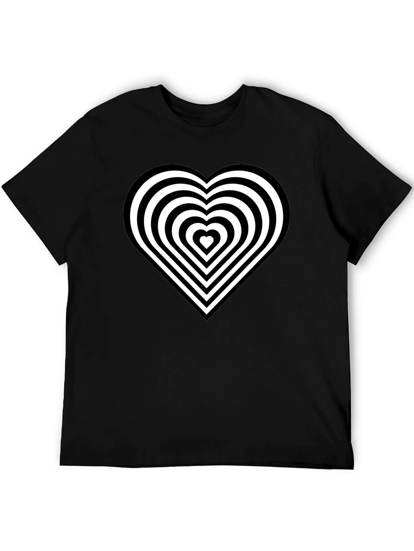 Optical Illusion Heart Graphic Black T-Shirt