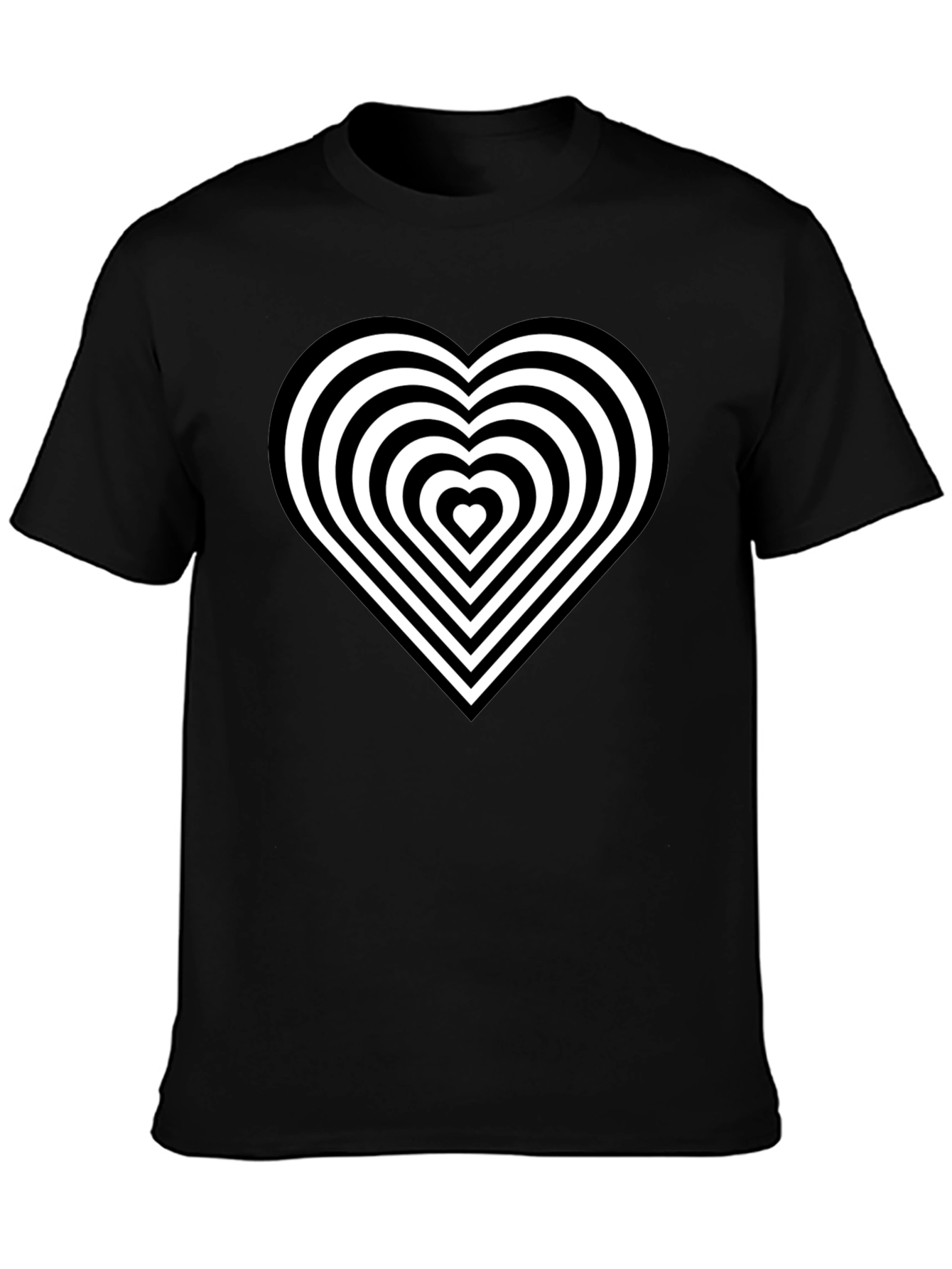Optical Illusion Heart Graphic Black T-Shirt