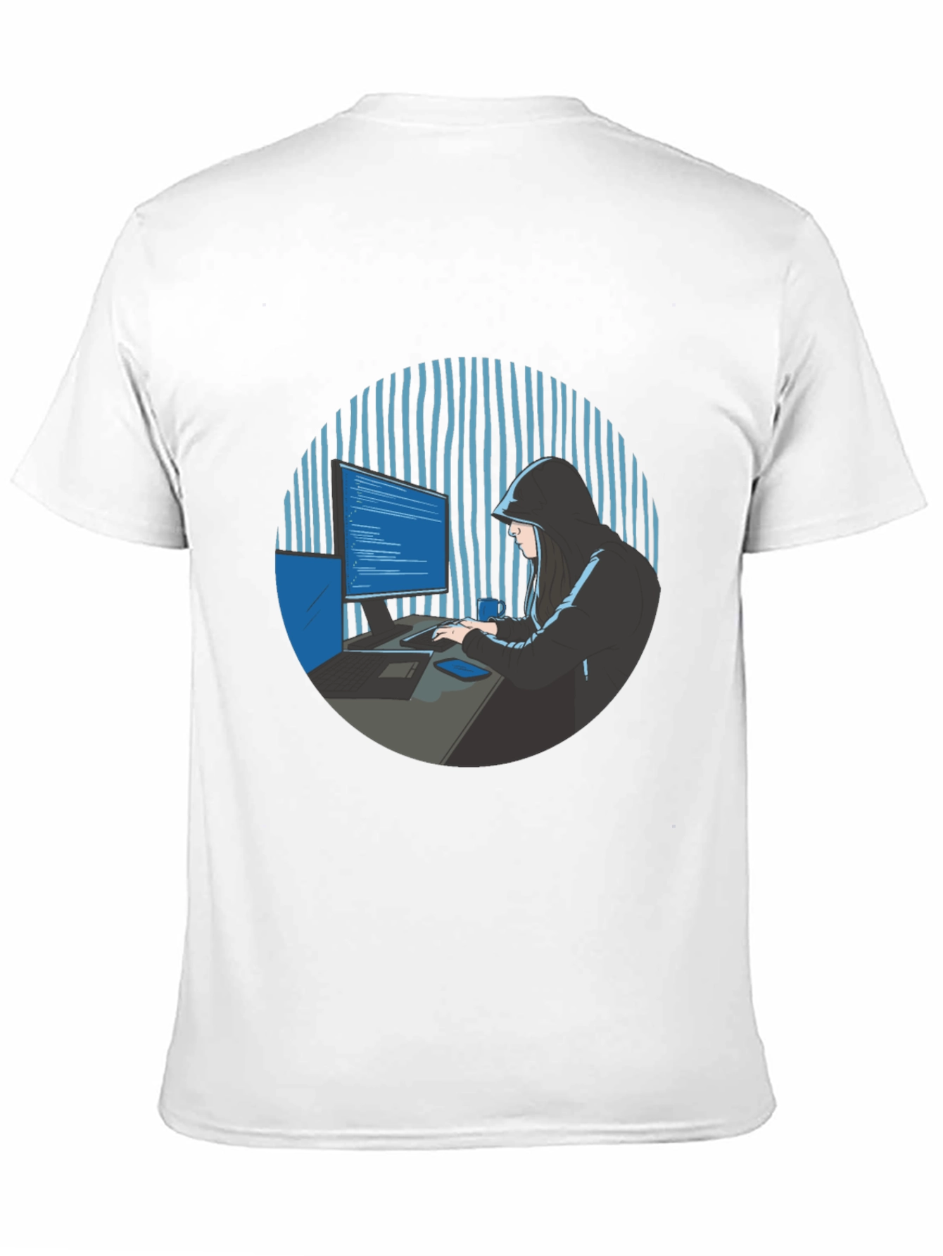 Hacker Graphic Tee - Black Crew Neck T-Shirt