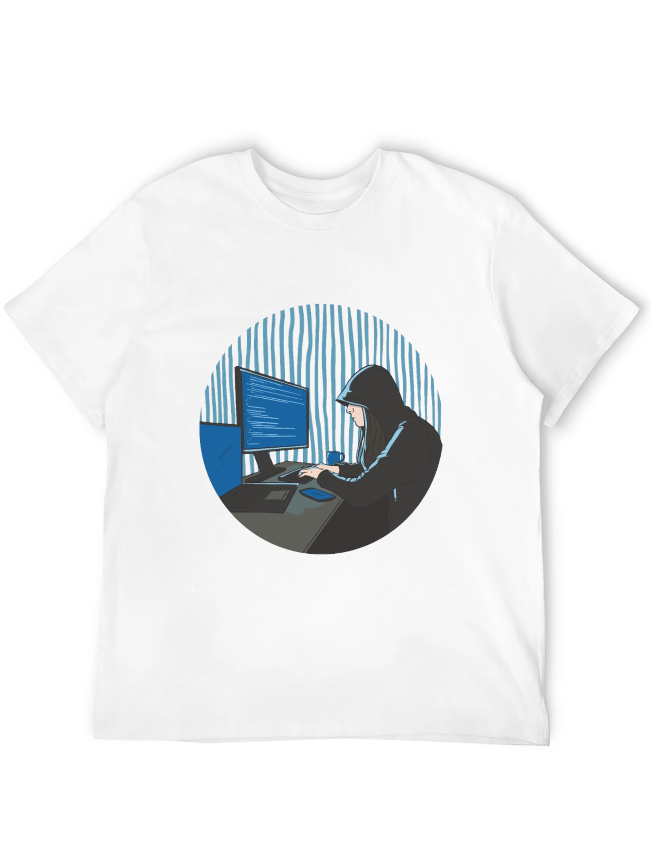 Hacker Graphic Tee - Black Crew Neck T-Shirt