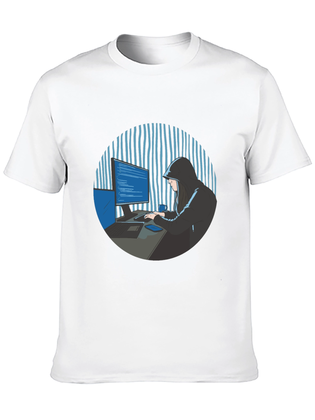 Hacker Graphic Tee - Black Crew Neck T-Shirt