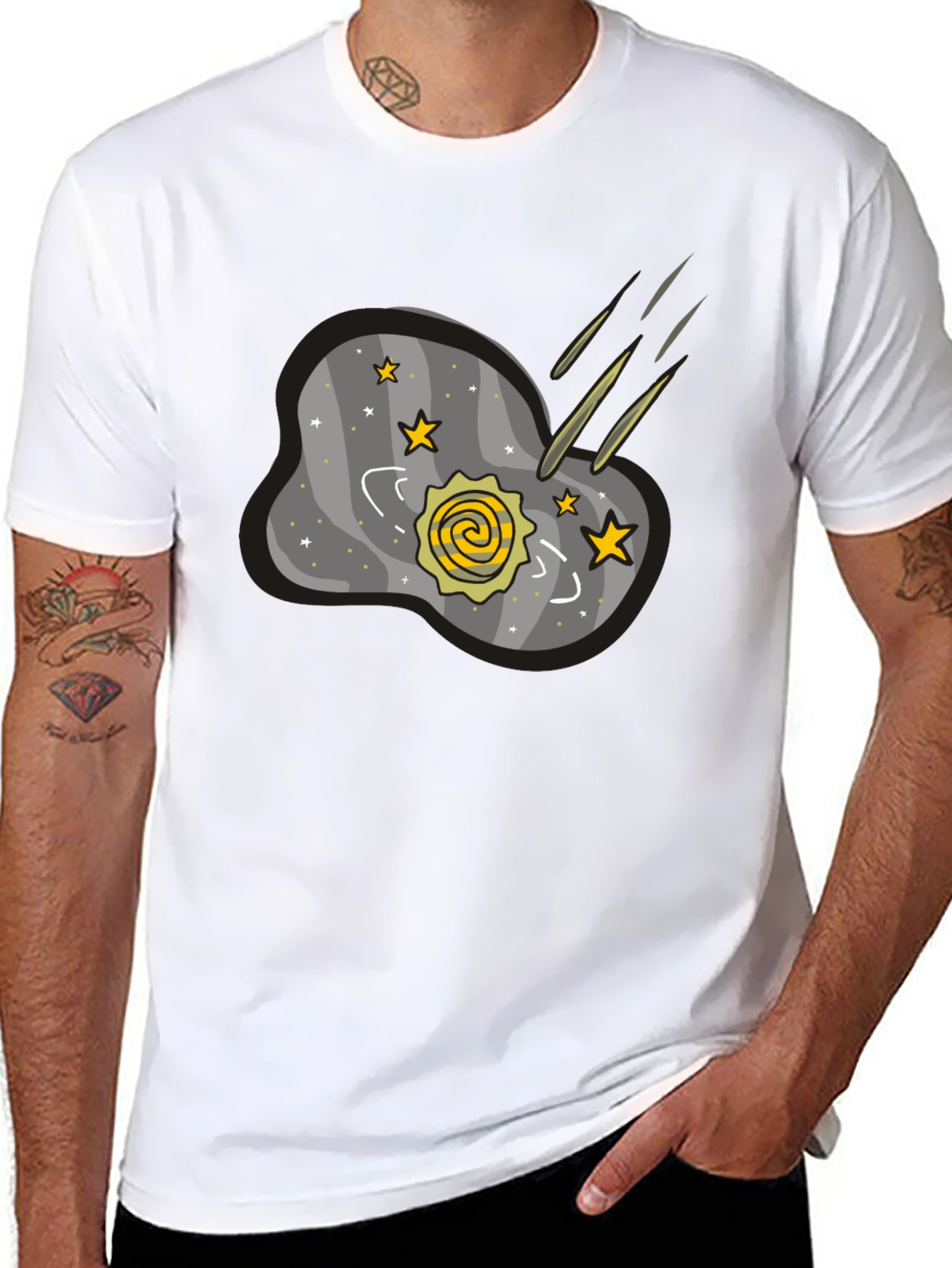 Galaxy Comet Graphic Black T-Shirt