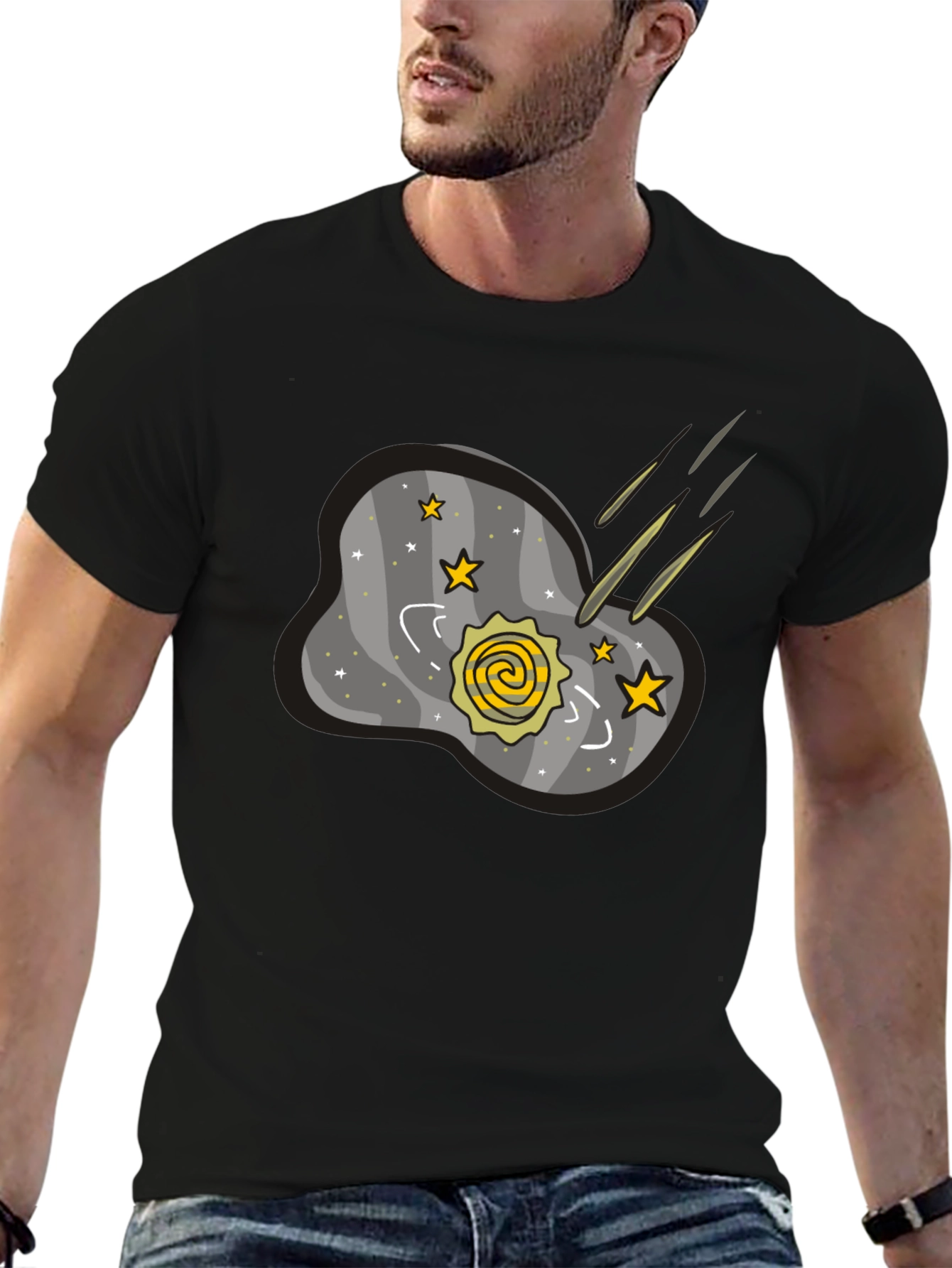 Galaxy Comet Graphic Black T-Shirt
