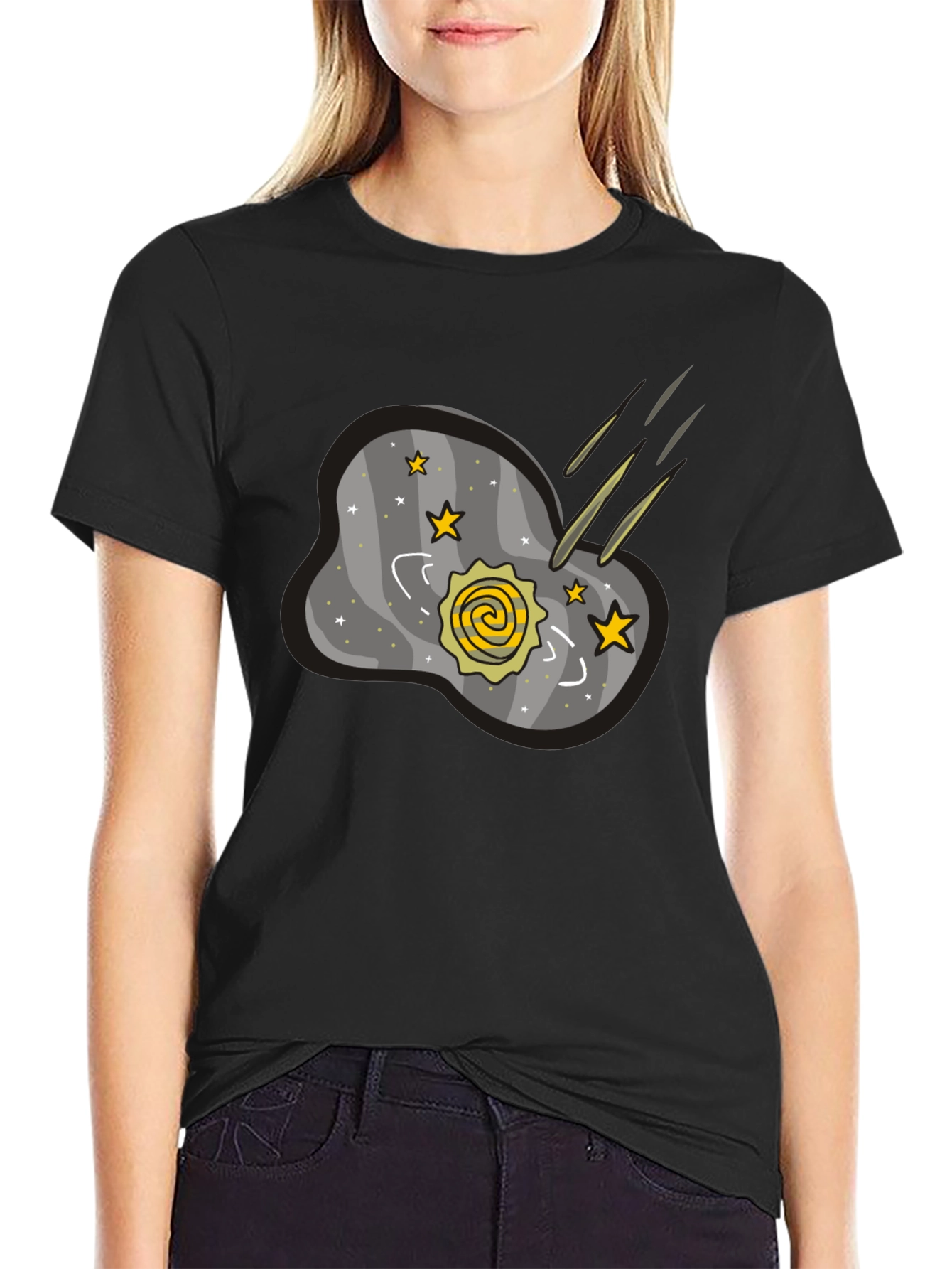 Galaxy Comet Graphic Black T-Shirt