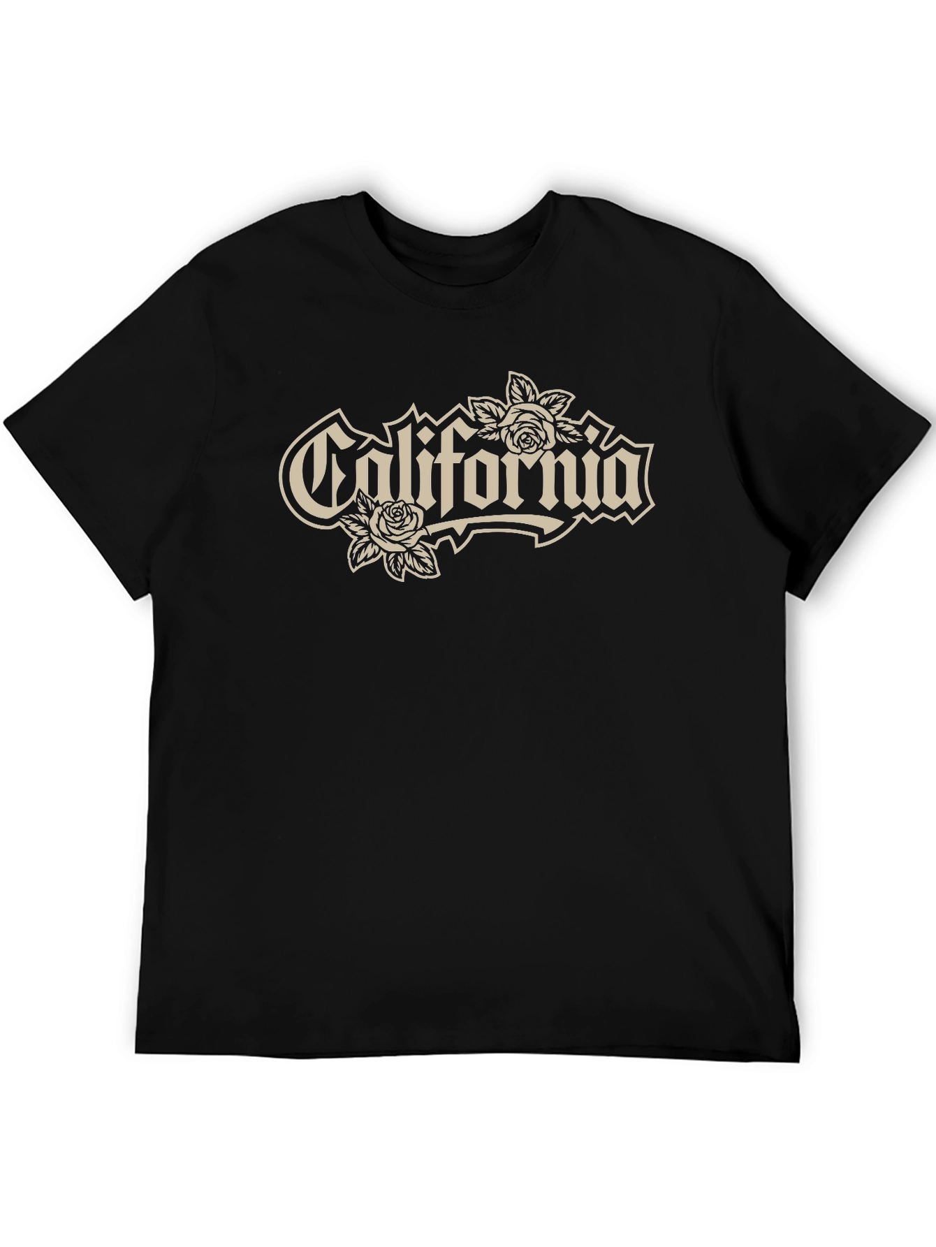 California Rose Graphic Tee - Black Cotton T-Shirt