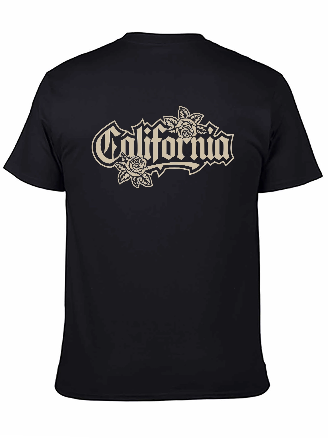 California Rose Graphic Tee - Black Cotton T-Shirt