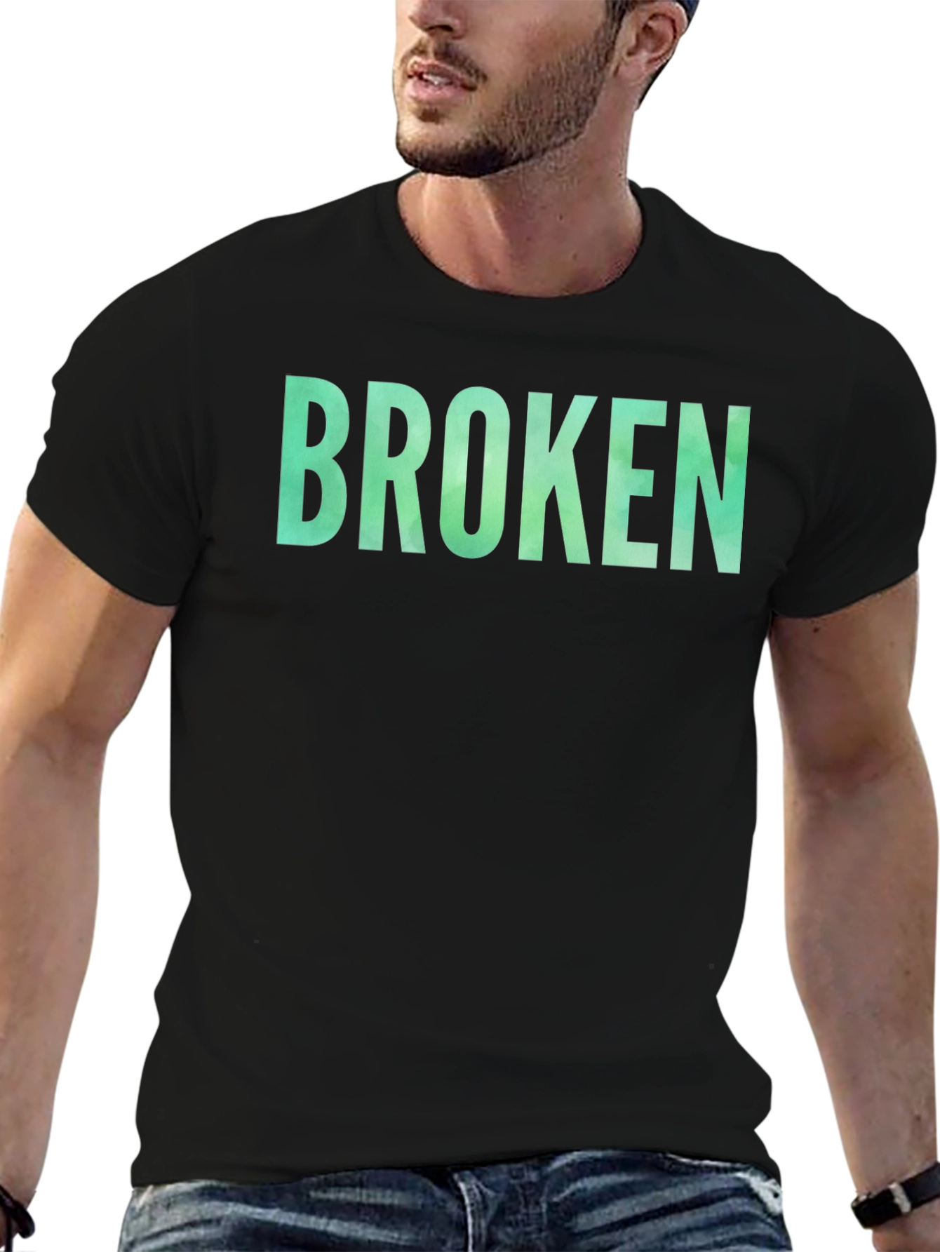 Broken Graphic Tee - Casual Black T-Shirt