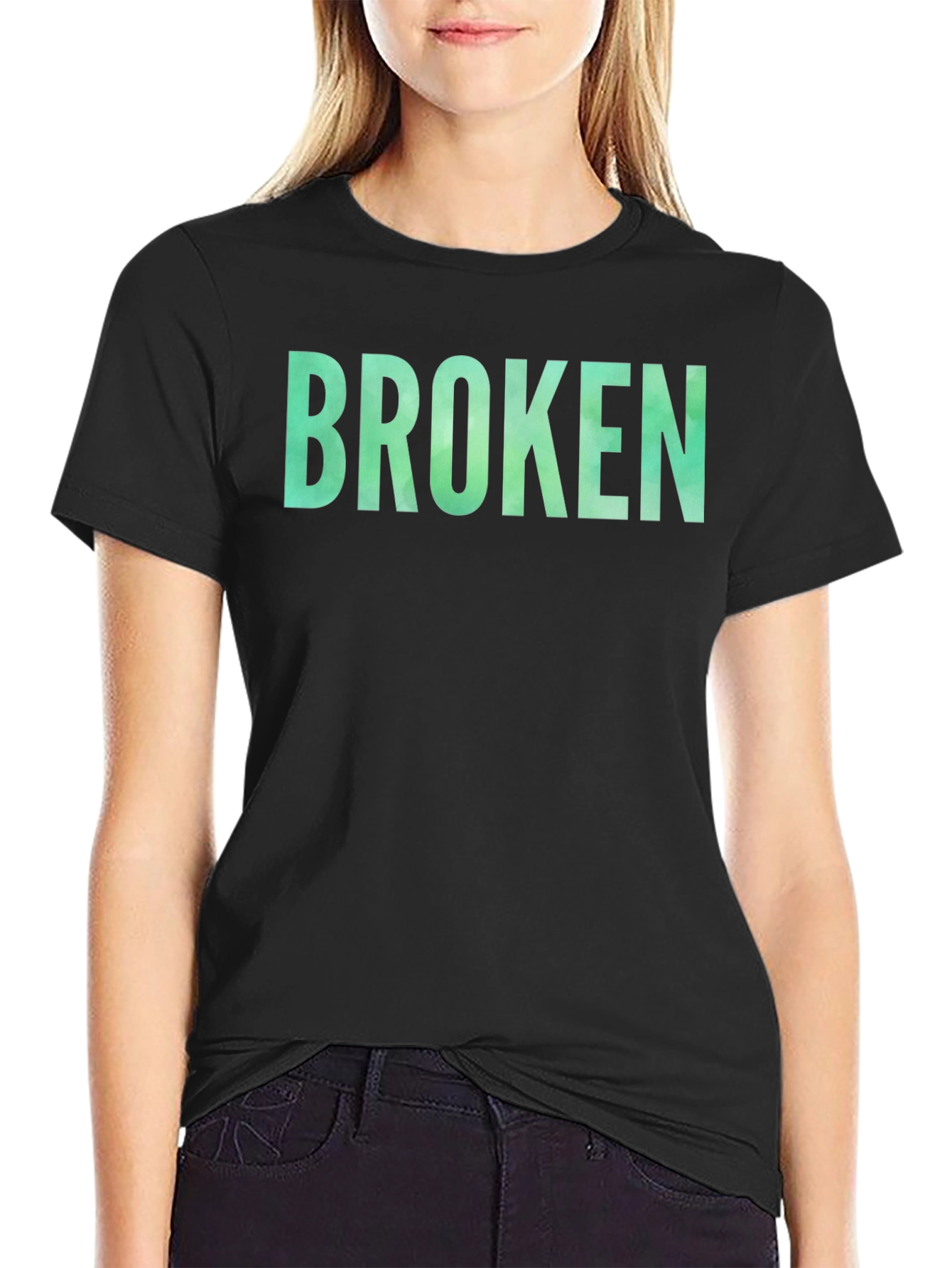 Broken Graphic Tee - Casual Black T-Shirt