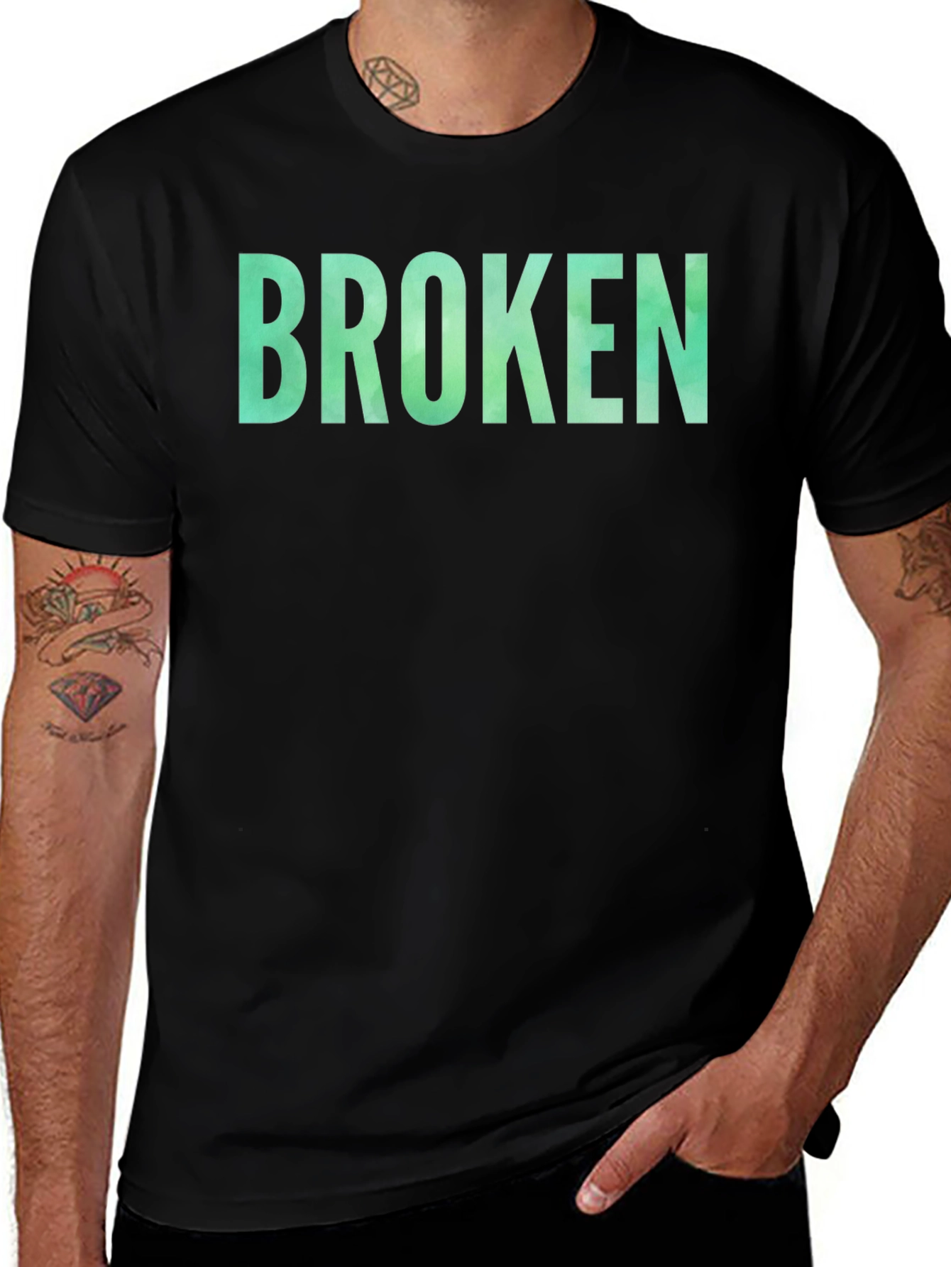 Broken Graphic Tee - Casual Black T-Shirt