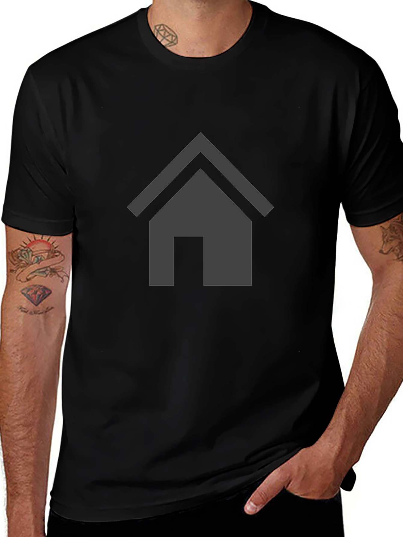Modern House Graphic T-Shirt - Black
