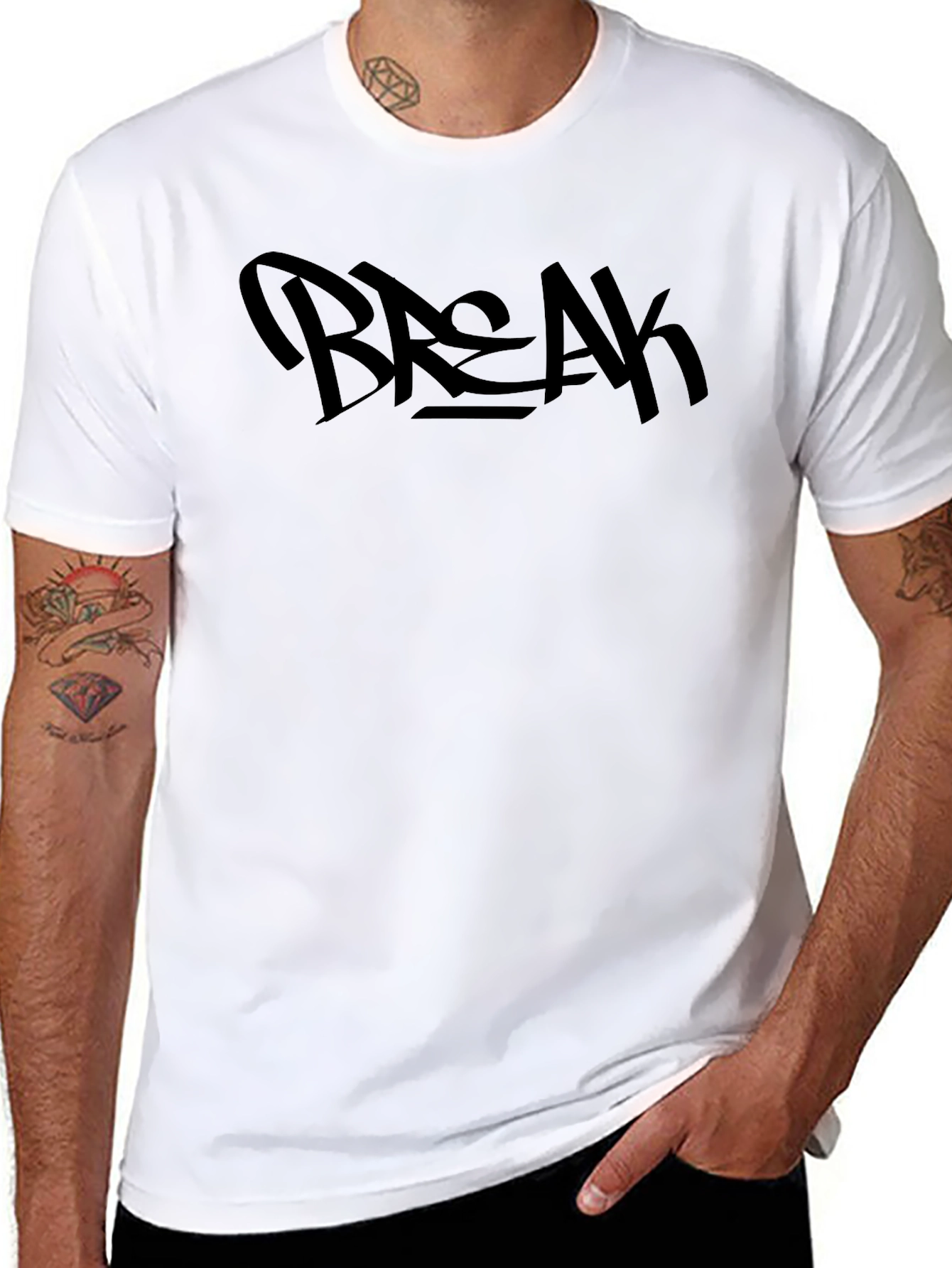 Black Break Graphic Tee - Modern Streetwear Style