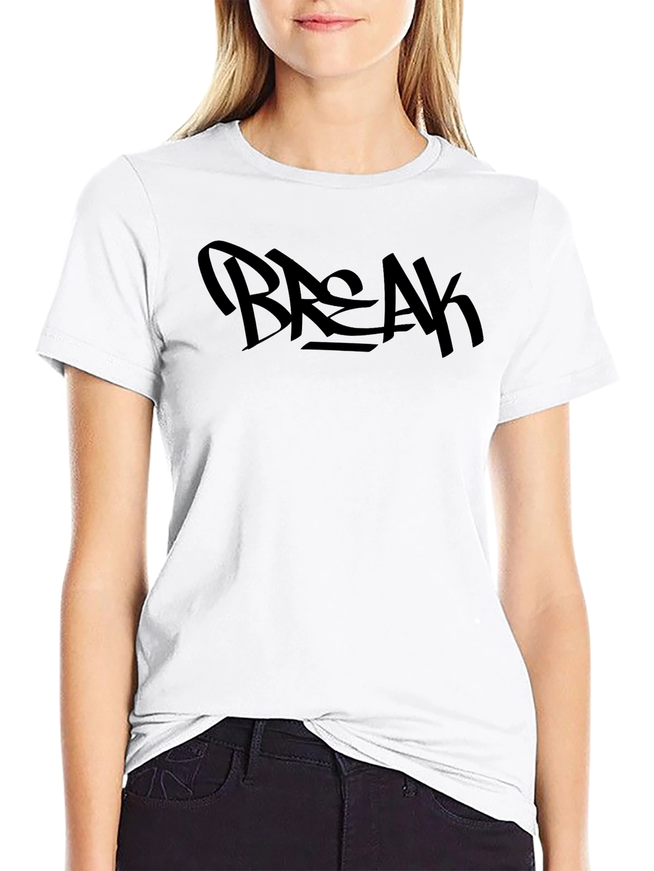 Black Break Graphic Tee - Modern Streetwear Style