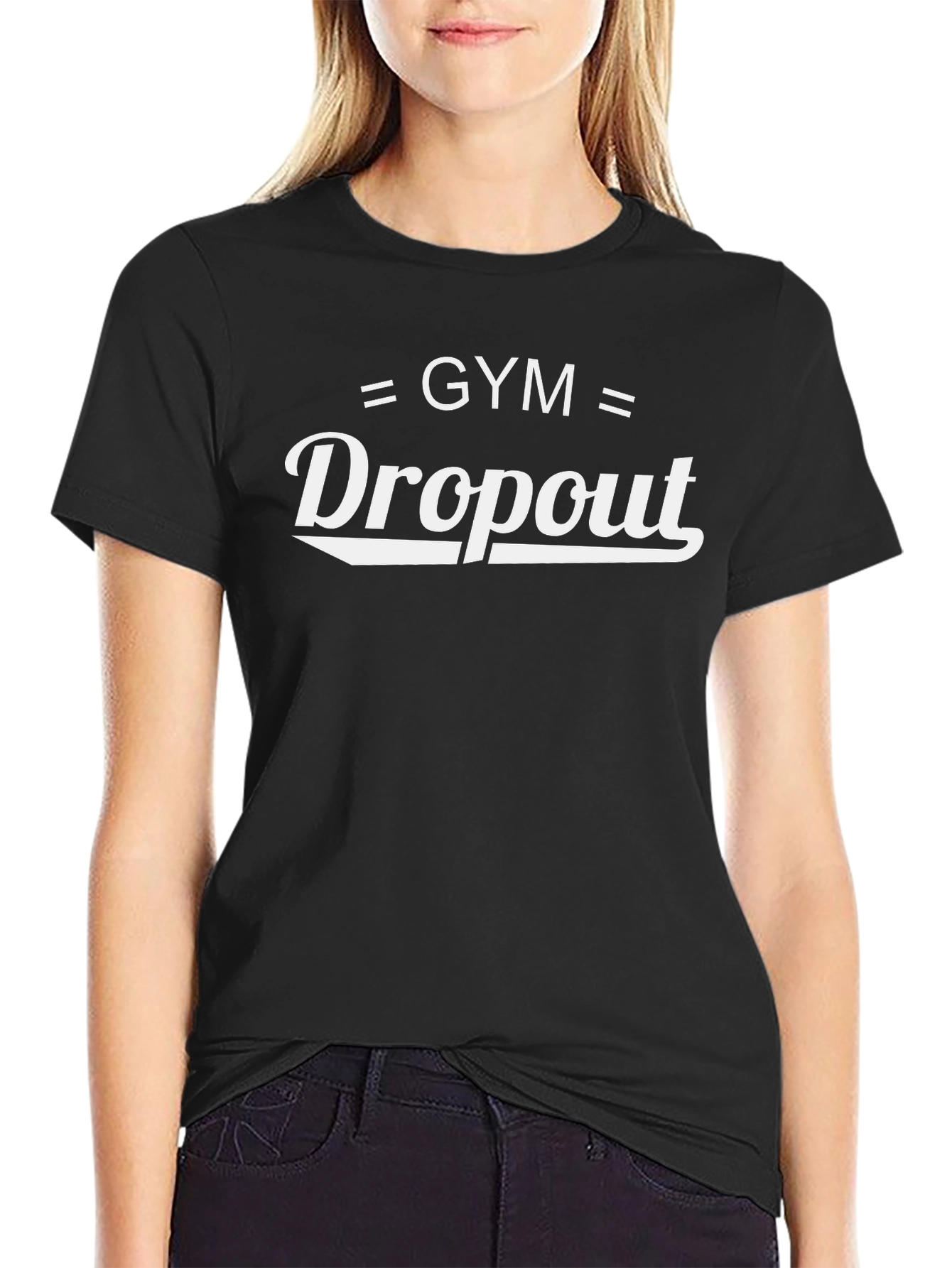 Gym Dropout Graphic Tee - Black Cotton Casual Shirt