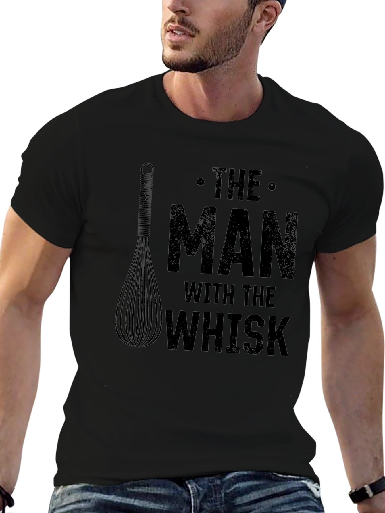 The Man With The Whisk Black T-Shirt