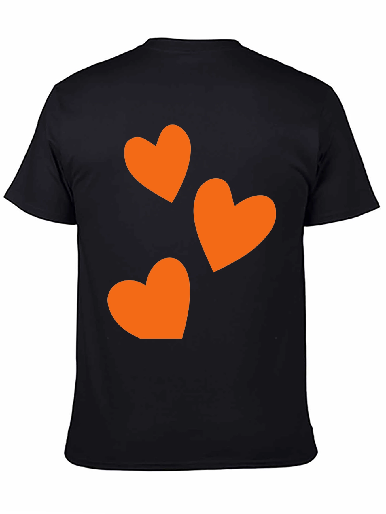 Black T-Shirt with Orange Heart Design