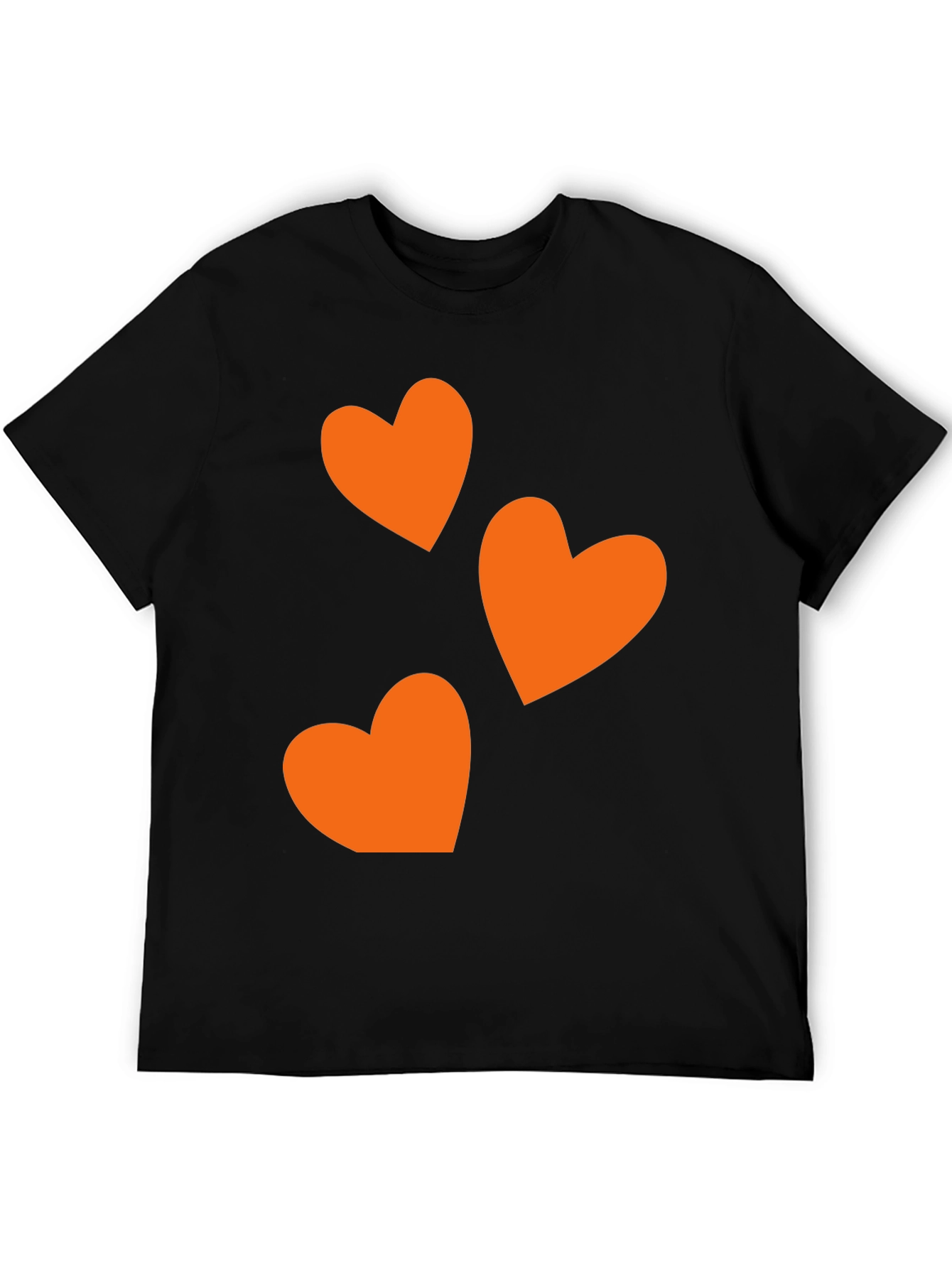 Black T-Shirt with Orange Heart Design