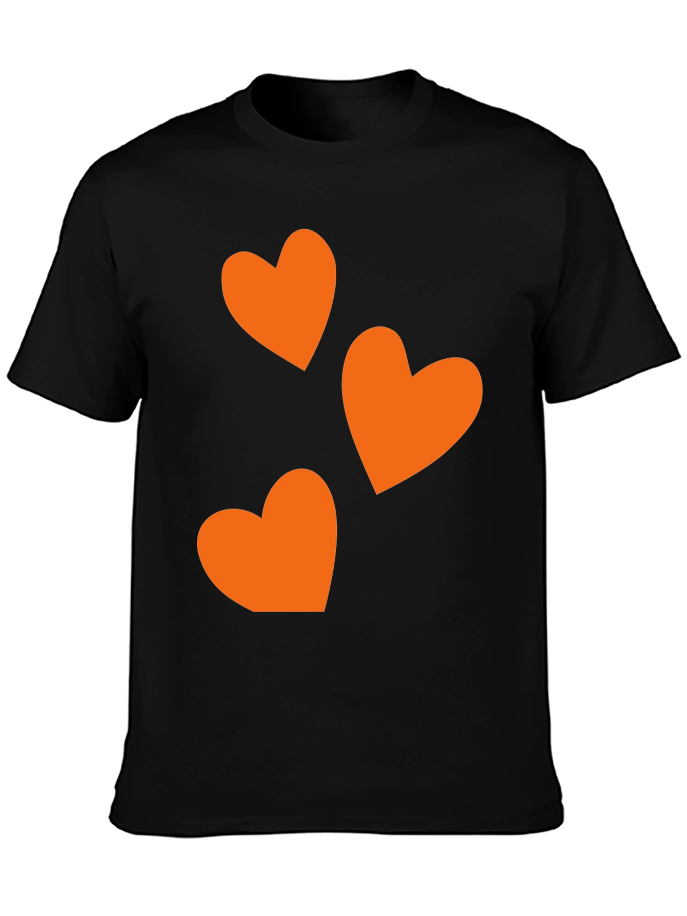 Black T-Shirt with Orange Heart Design