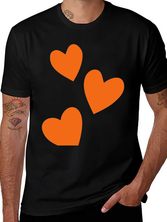 Black T-Shirt with Orange Heart Design